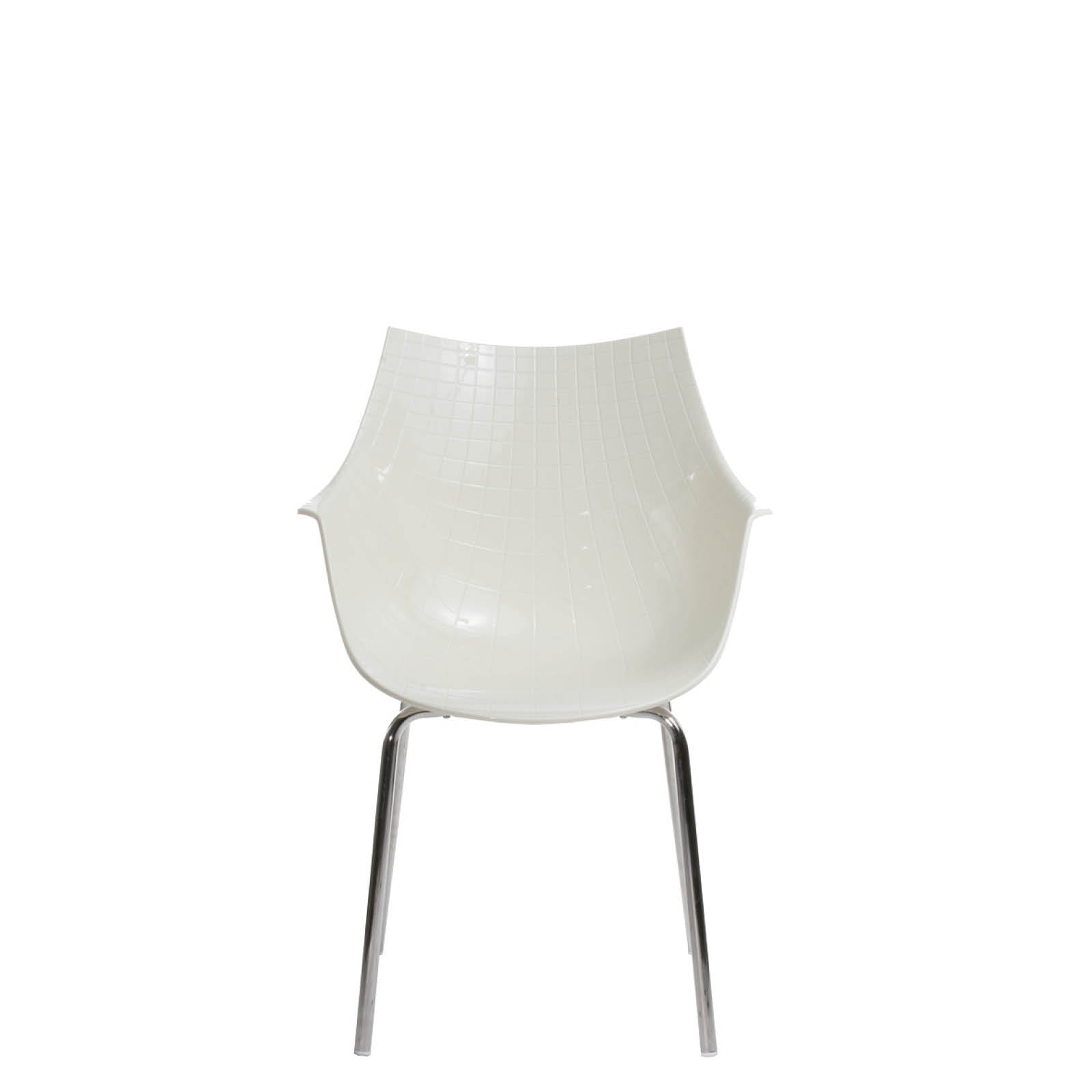 White Meridiana chair with a chrome base