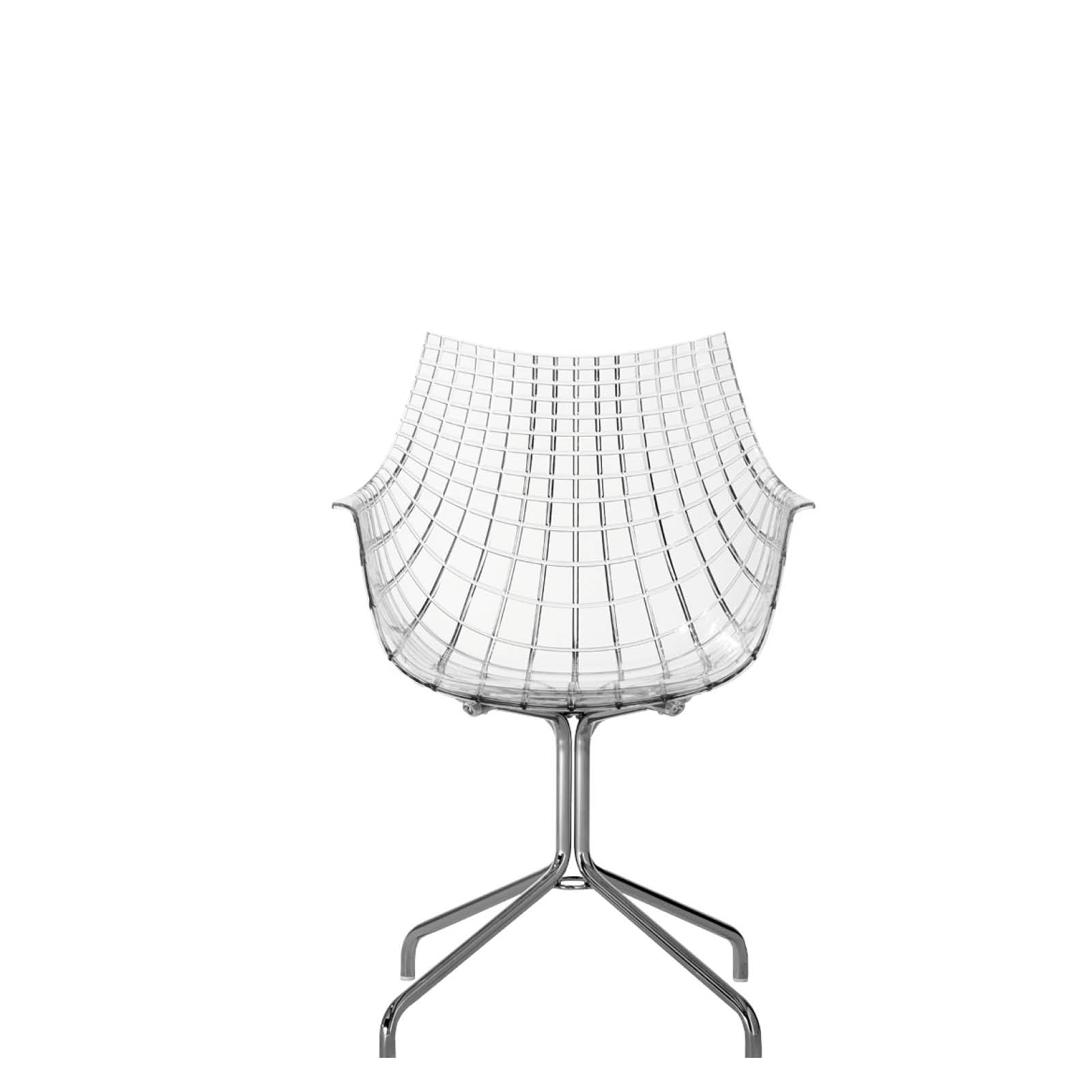 Transparent meridiana chair with a chrome base