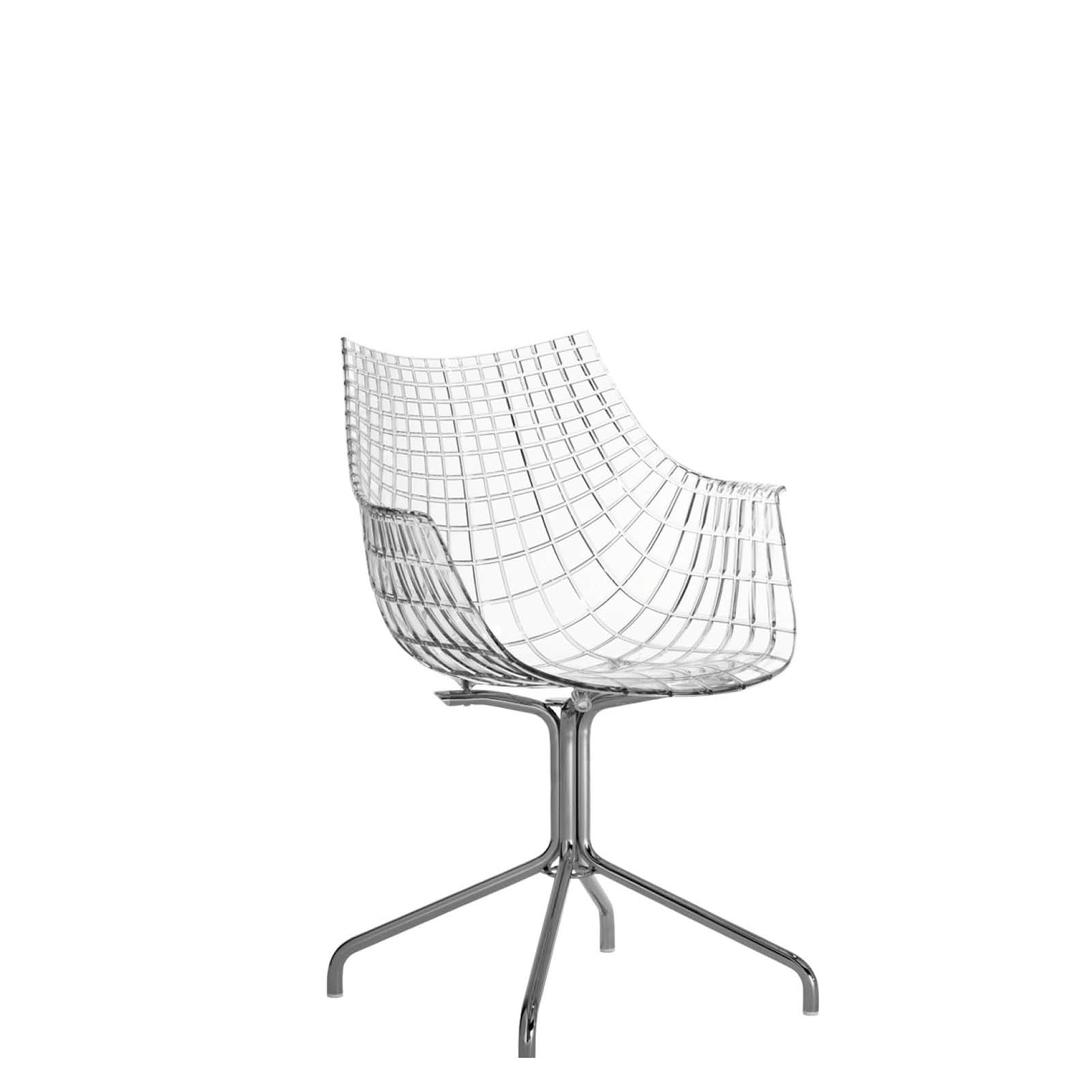 Transparent meridiana chair with a chrome base