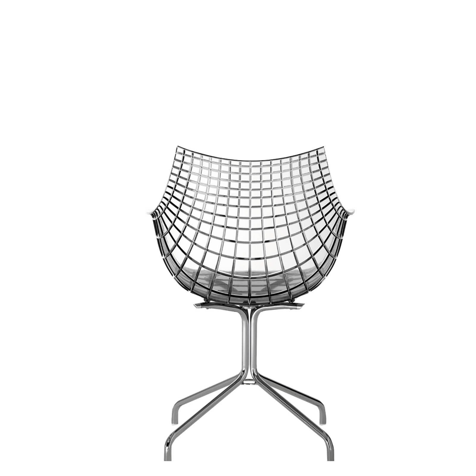 Transparent meridiana chair with a chrome base