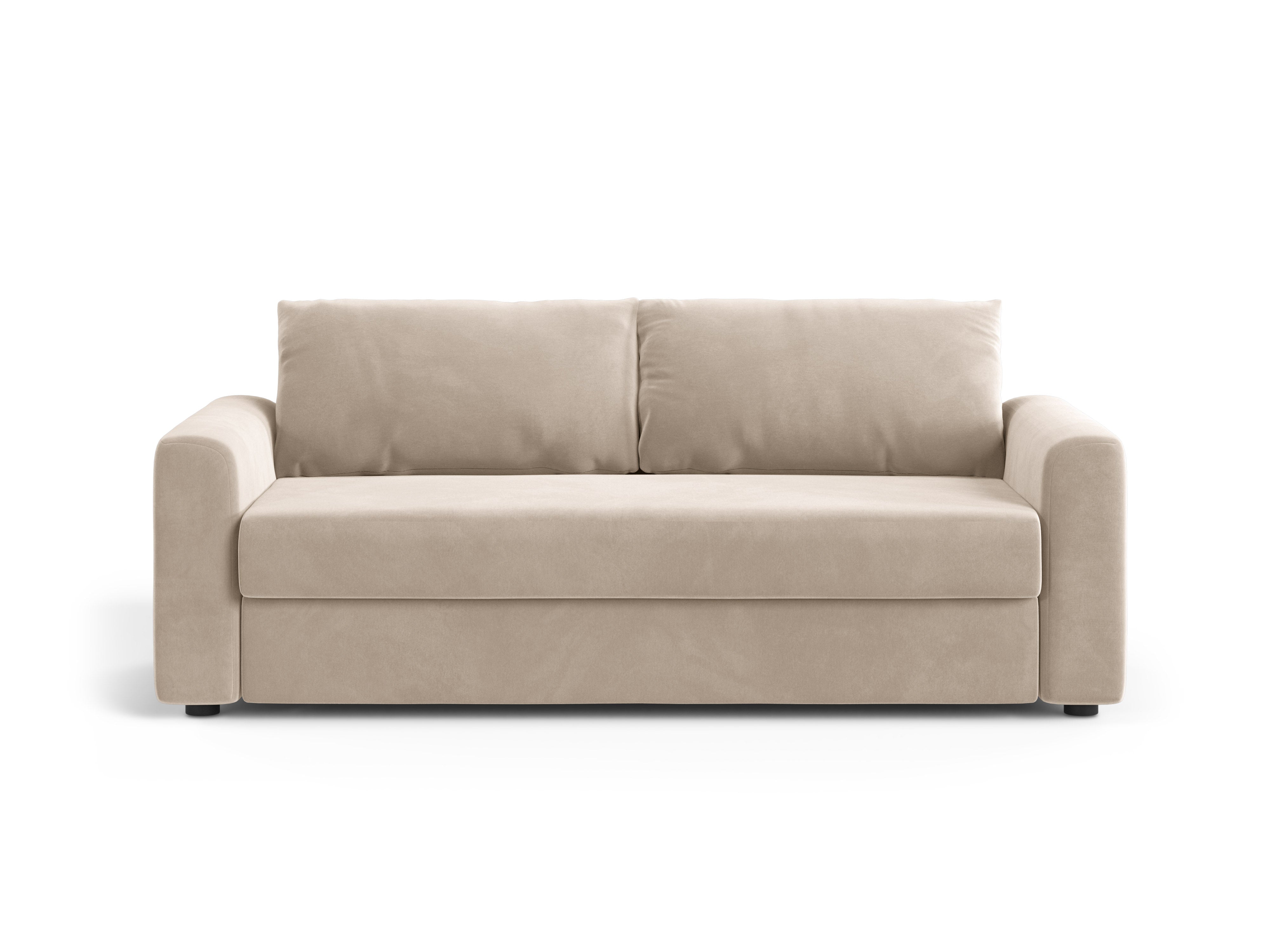Sofa sametová 3-osobová s funkcí spaní DAVID béžová