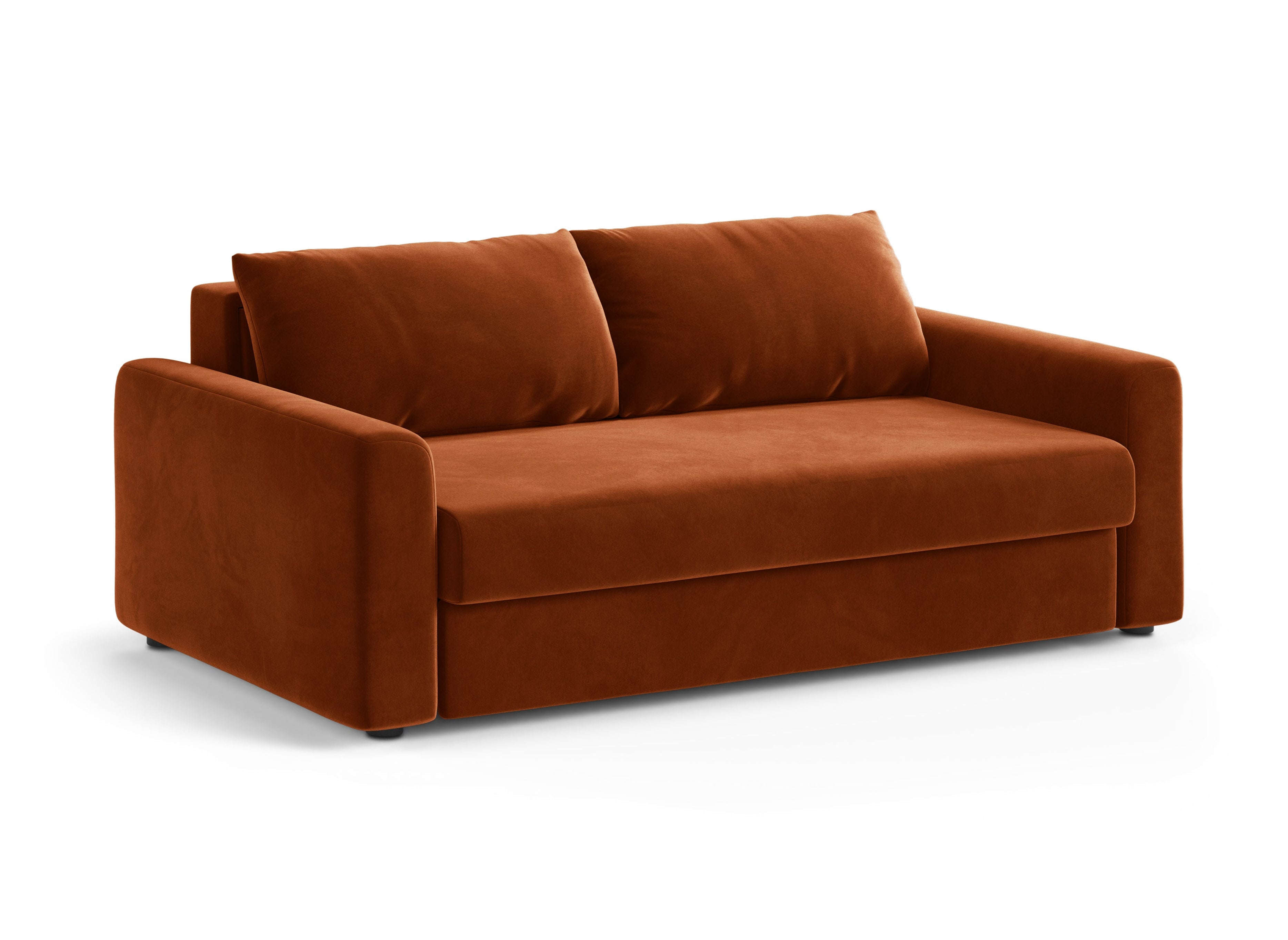 Sofa sametová 3-osobová s funkcí spaní DAVID terakota