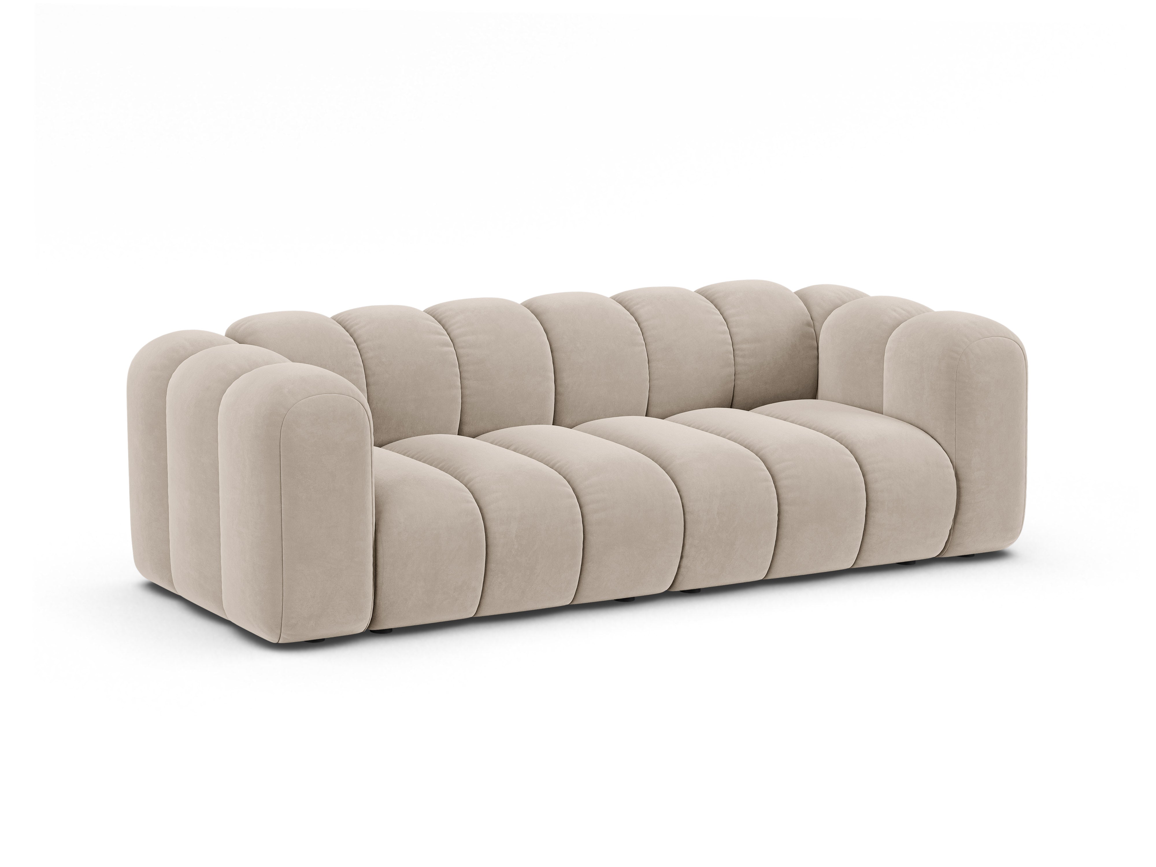 Sofa aksamitna 3-osobowa LUPINE beżowy – Micadoni