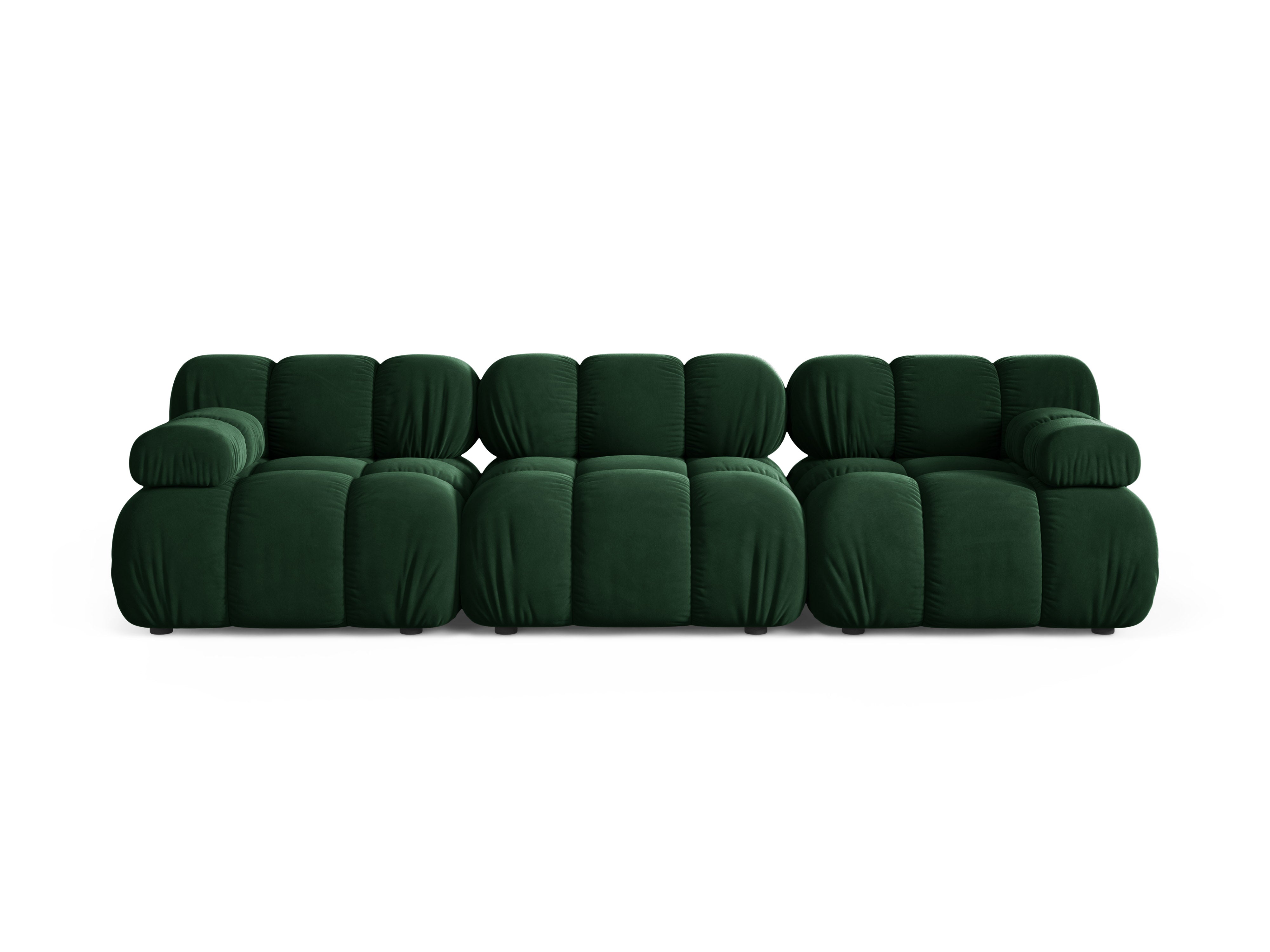 Sofa modulární sametová 3-místná BELLIS v lahvově zelené barvě