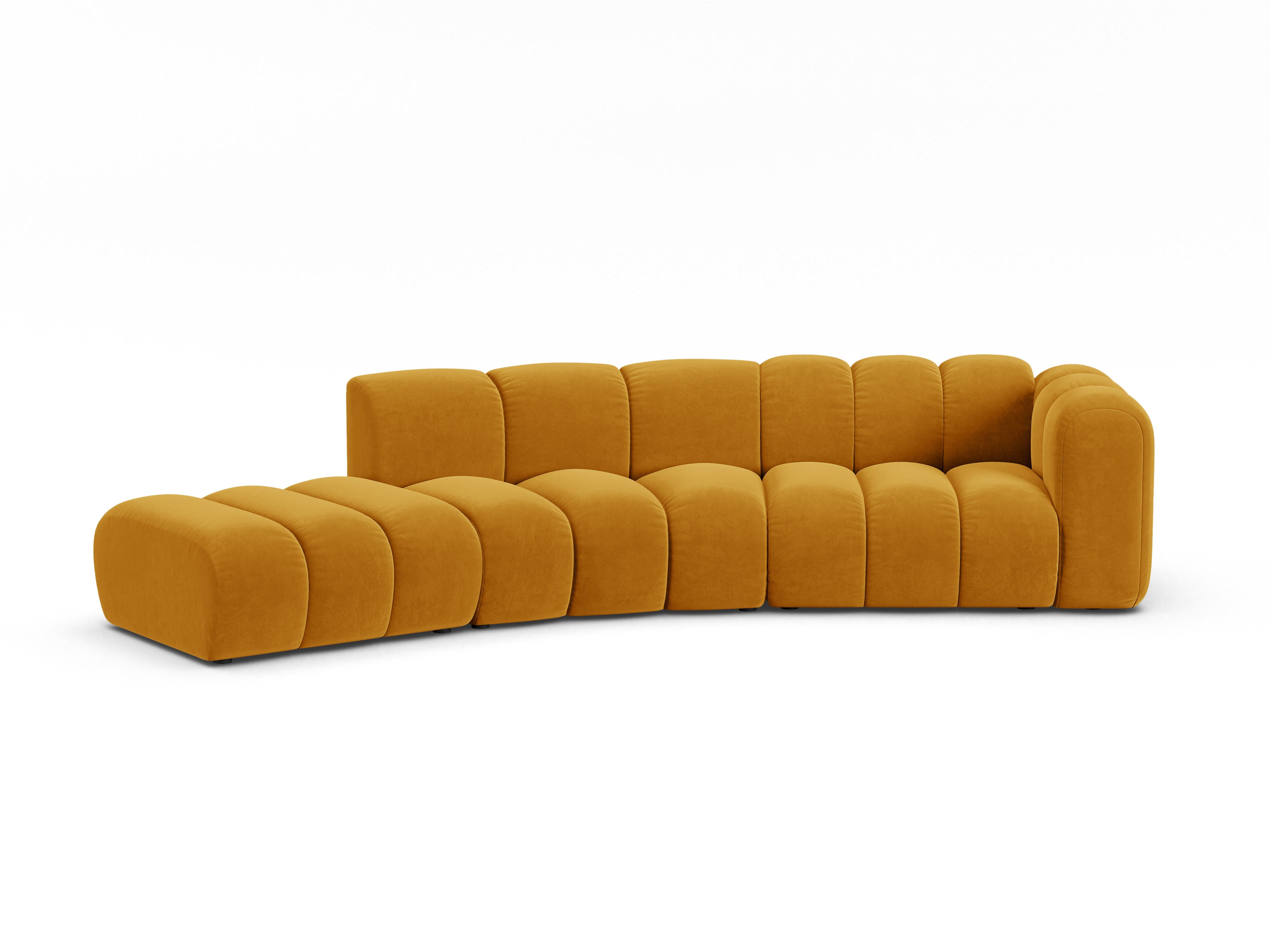 Sofa aksamitna 5-osobowa lewostronna LUPINE musztardowy – Micadoni