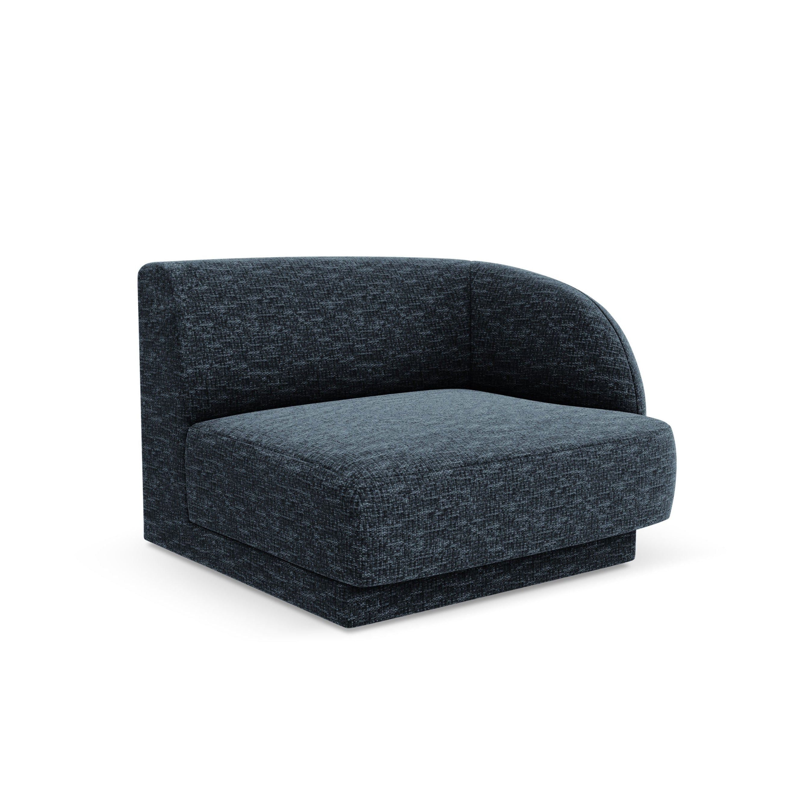 Modulová pohovka MILEY - pravý modul v královské modré barvě z jemného šenilového materiálu