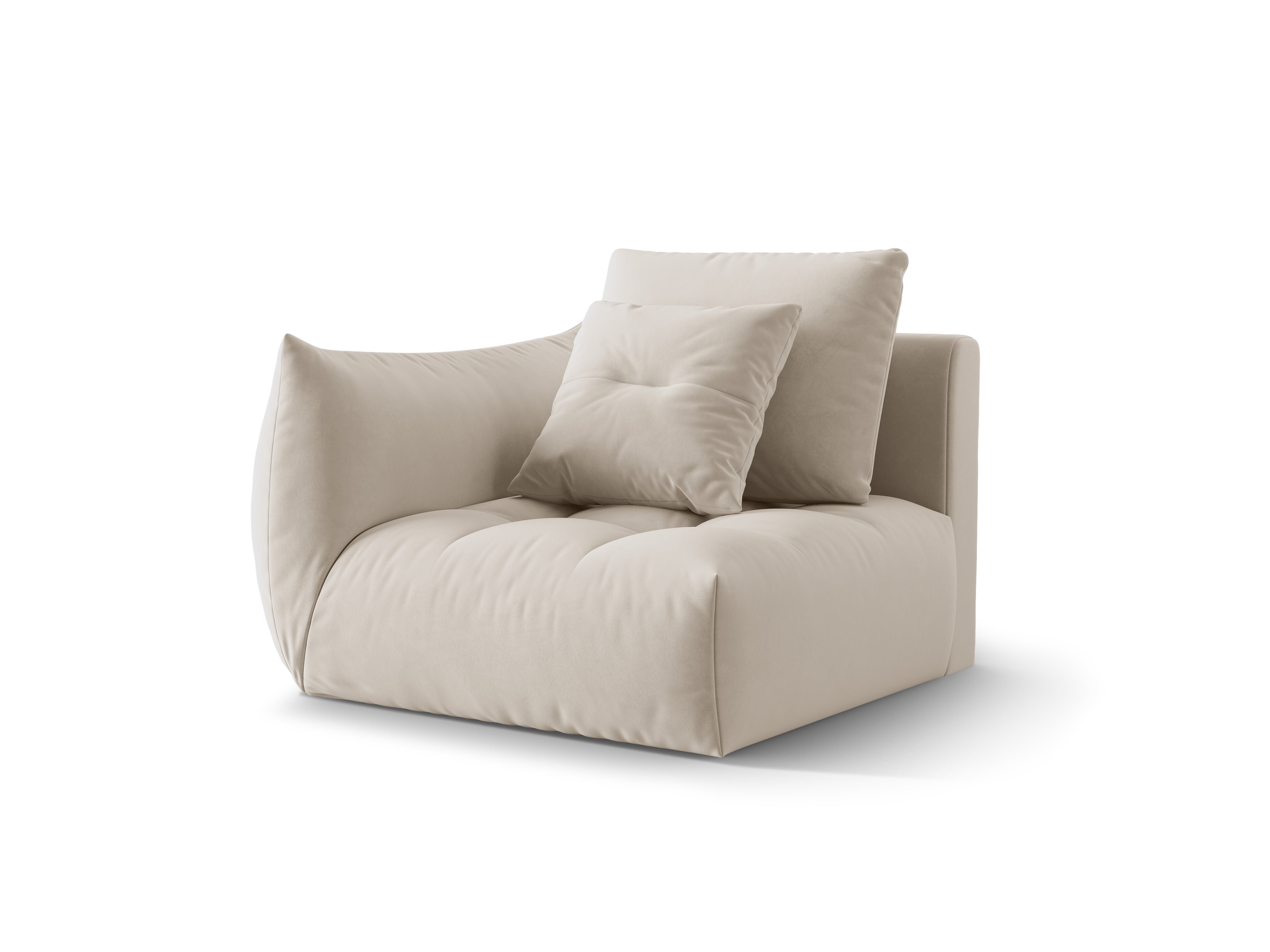 Sofabed modulární sametový BLOOM - levý prvek ecru