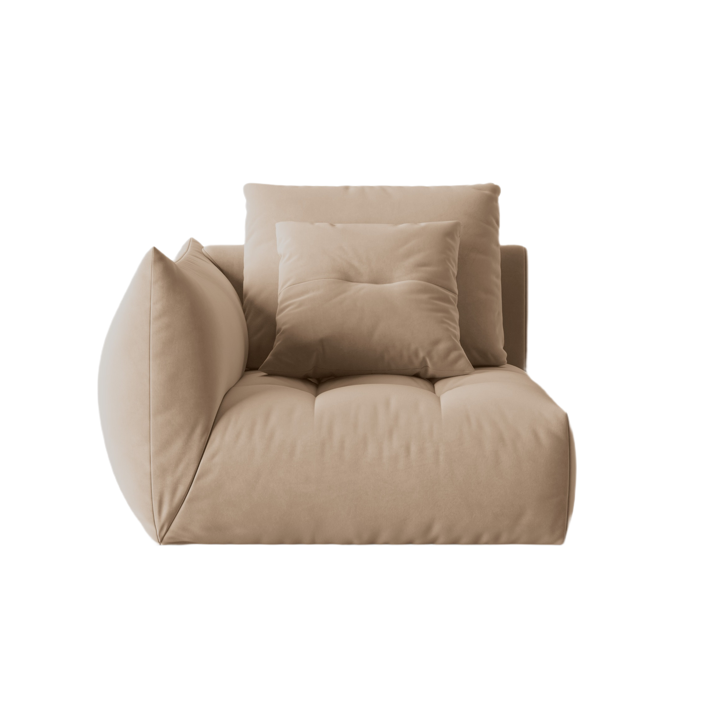 Velvet modular sofa BLOOM - left-side element sand