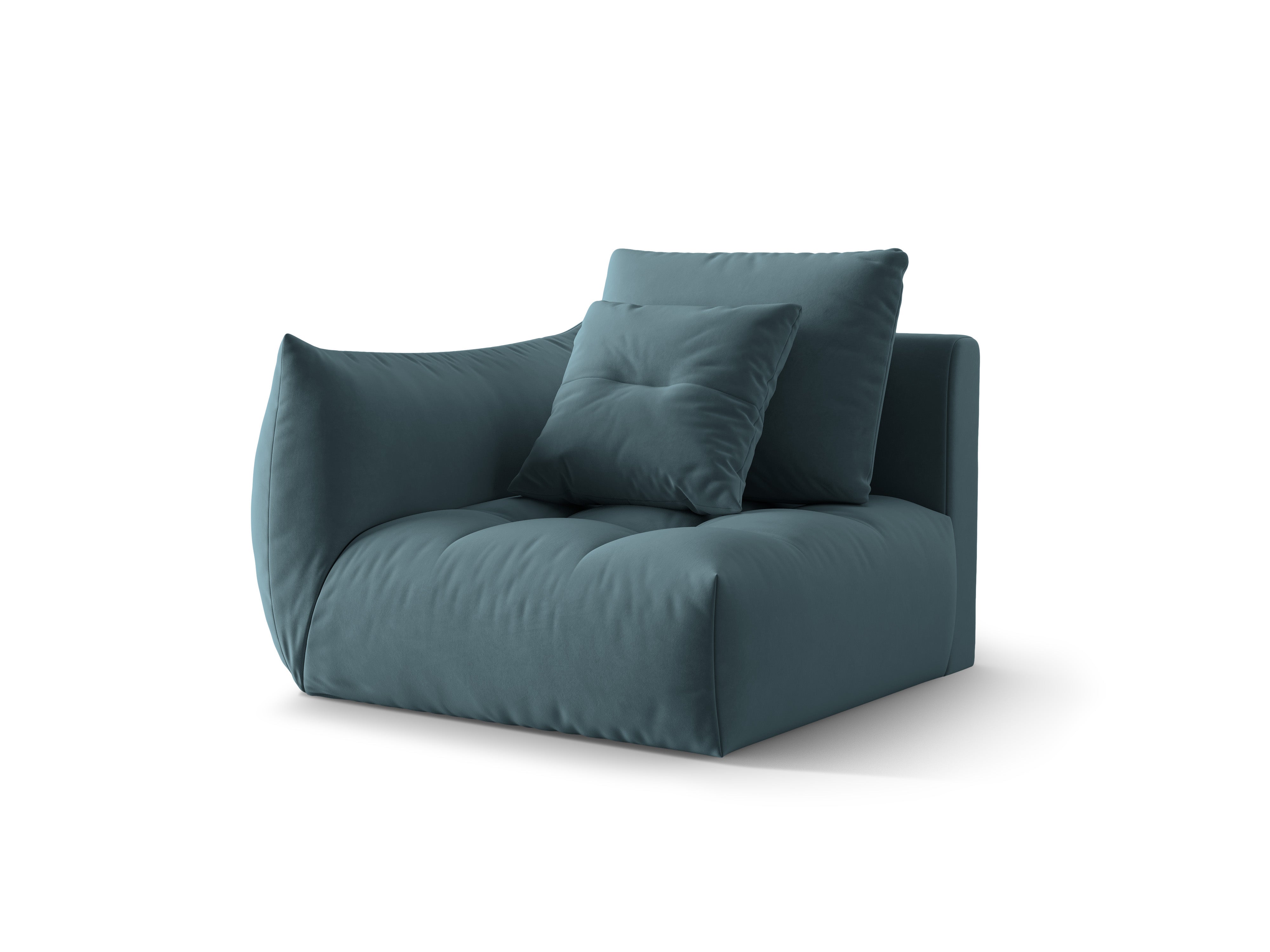 Sofabed modulární sametový BLOOM - levý prvek světle modrý