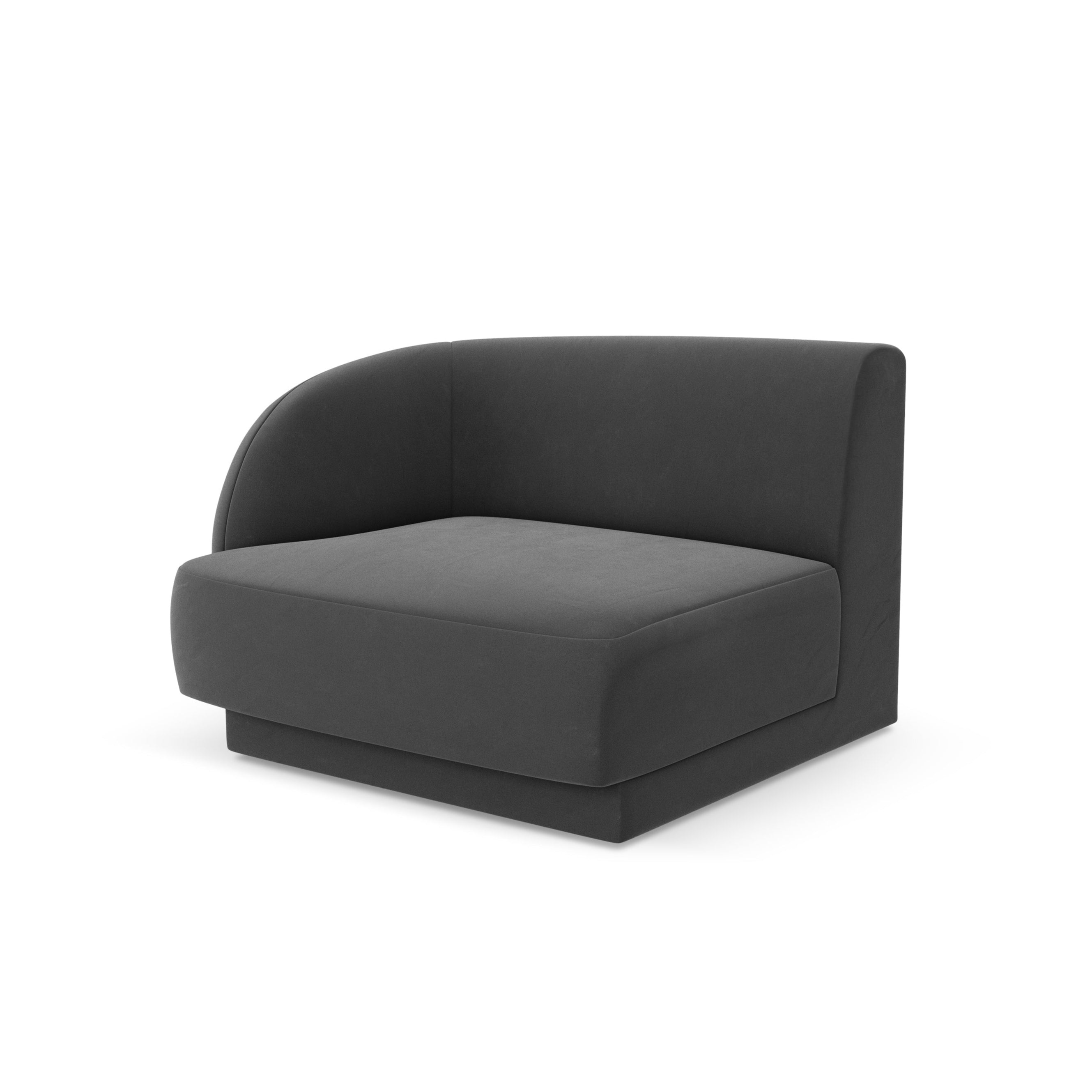 Sofě modulární sametová MILEY - modul levostranný šedý