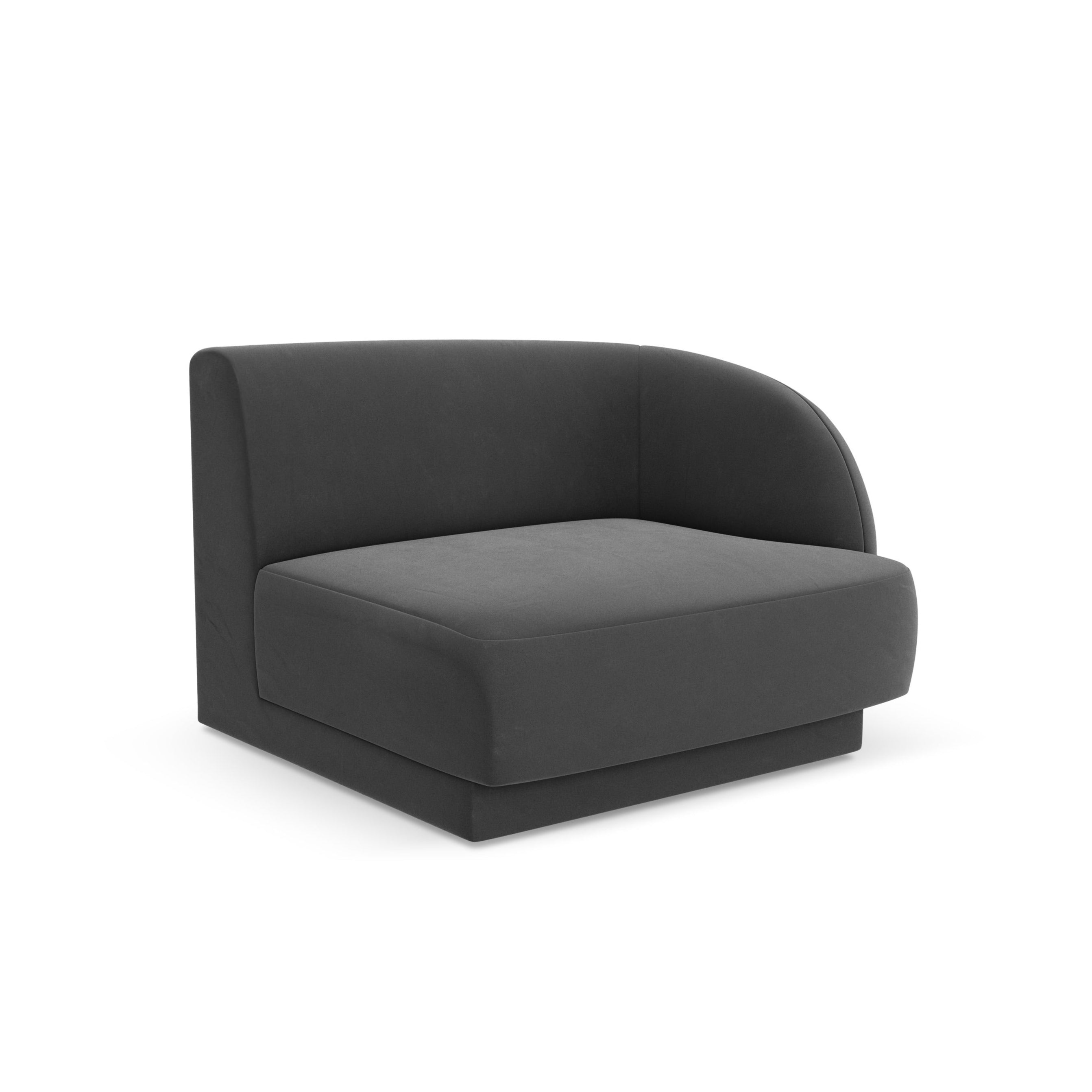 Sofá modulární sametová MILEY - pravostranný modul šedý