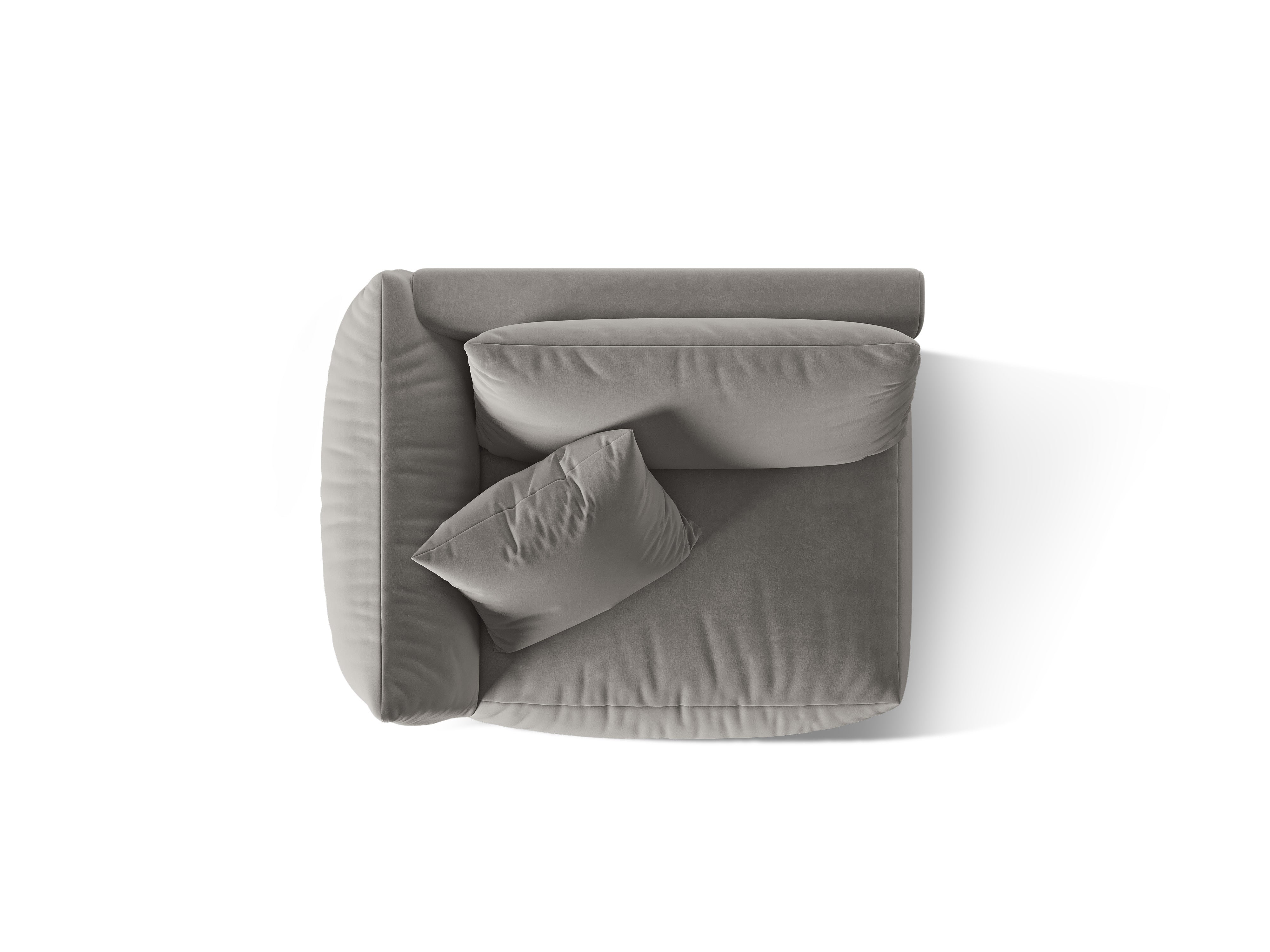 Sofa modulární sametová CHRIS - široký levý prvek šedý