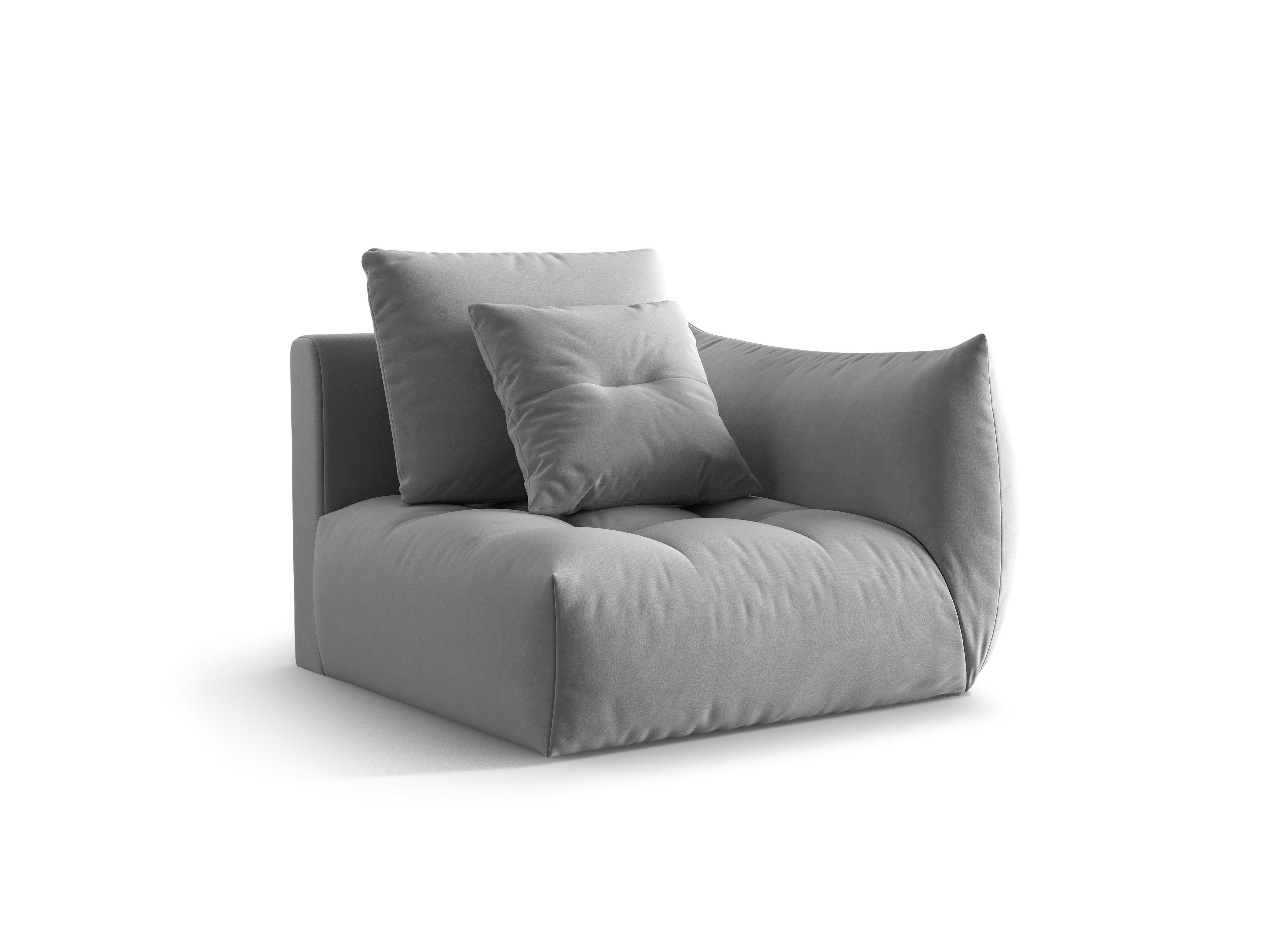 Sofá modulární sametová BLOOM - pravý prvek šedý