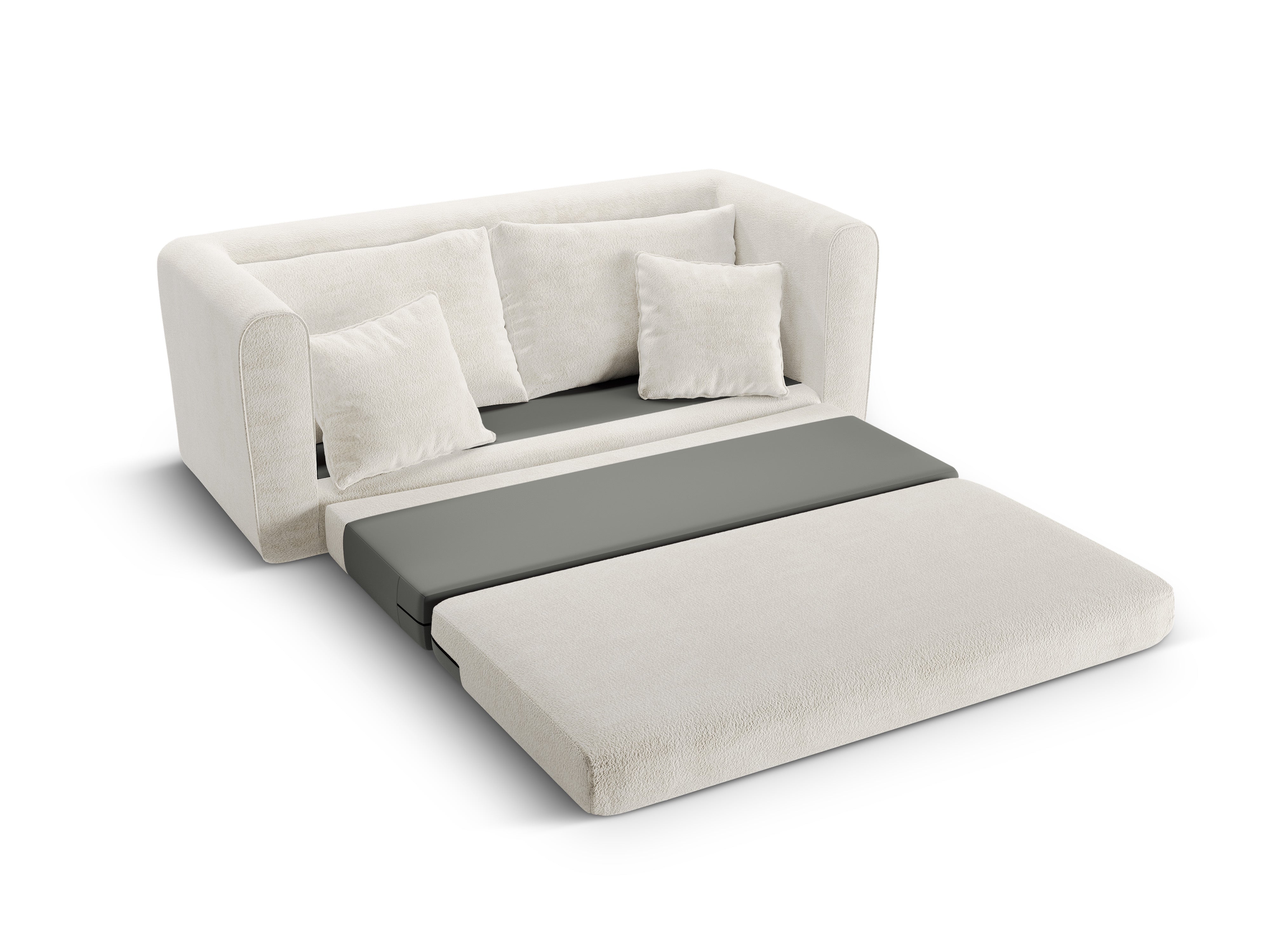 2-Seater Sofa with Sleeping Function LIDO Light Beige Boucle