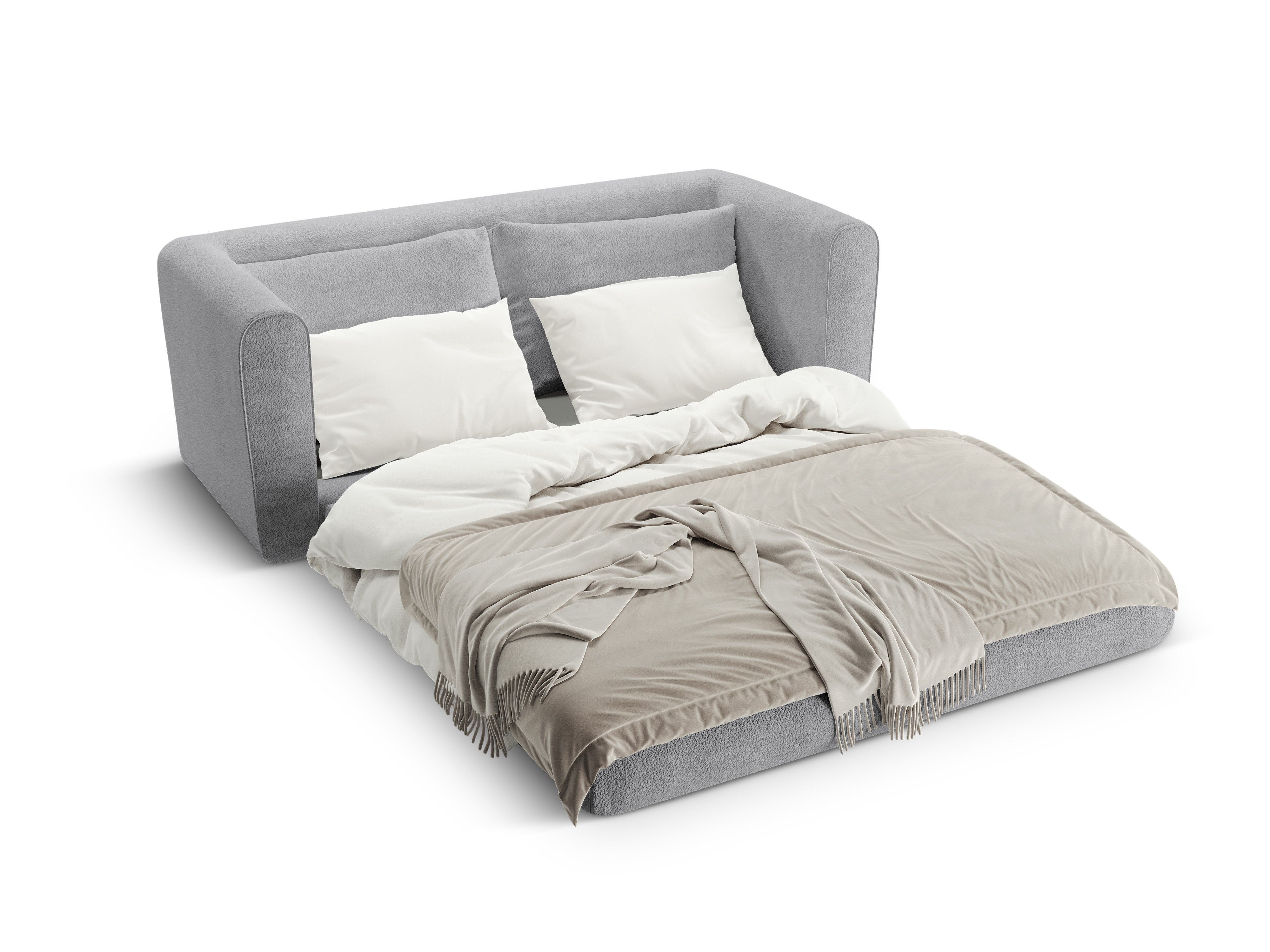 2-Seater Sofa with Sleeping Function LIDO Gray Boucle
