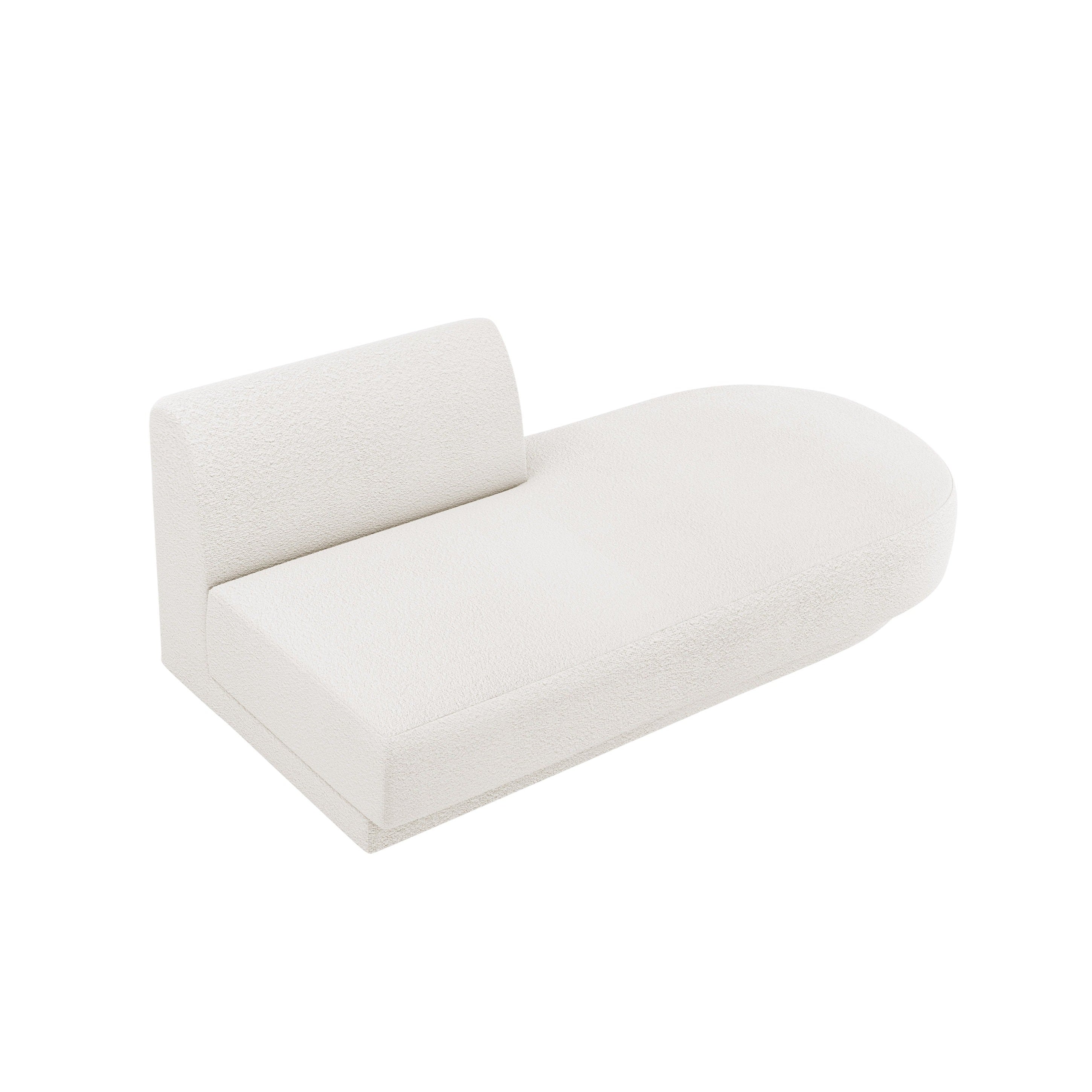 Right-facing 2-seater chaise longue MILEY white boucle
