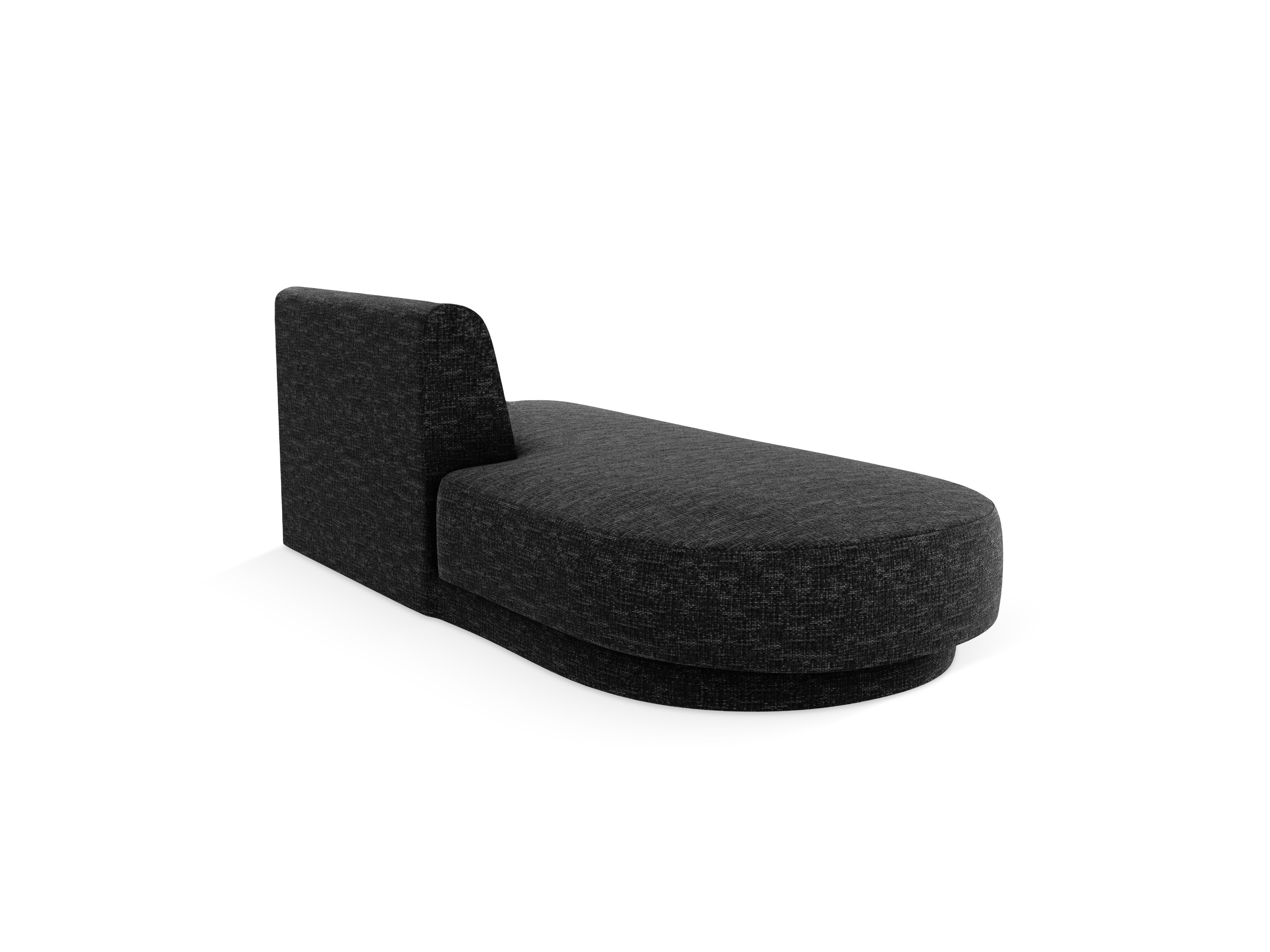 Left-facing 2-seater chaise longue MILEY black chenille