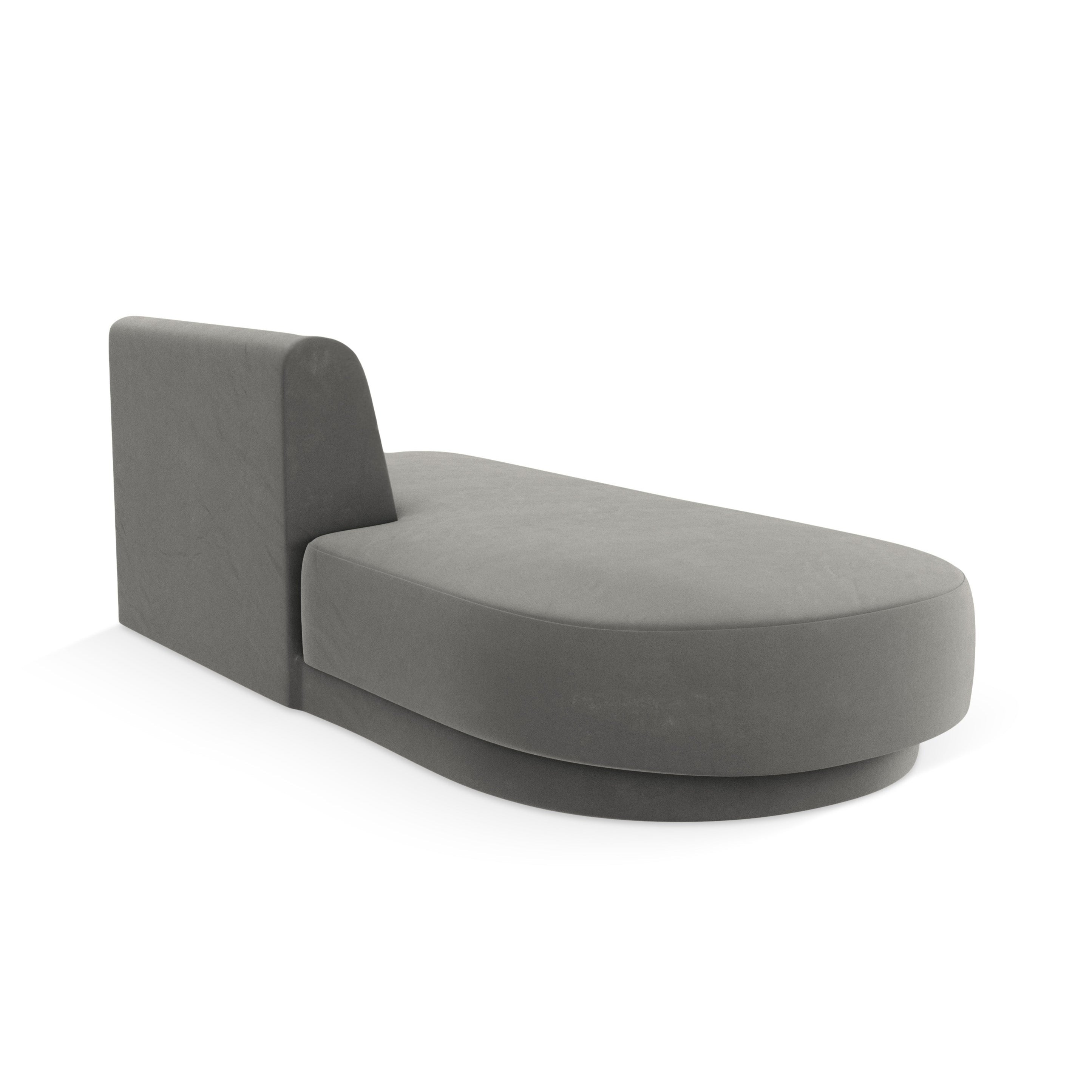 2-seater velvet left-facing chaise longue MILEY light gray