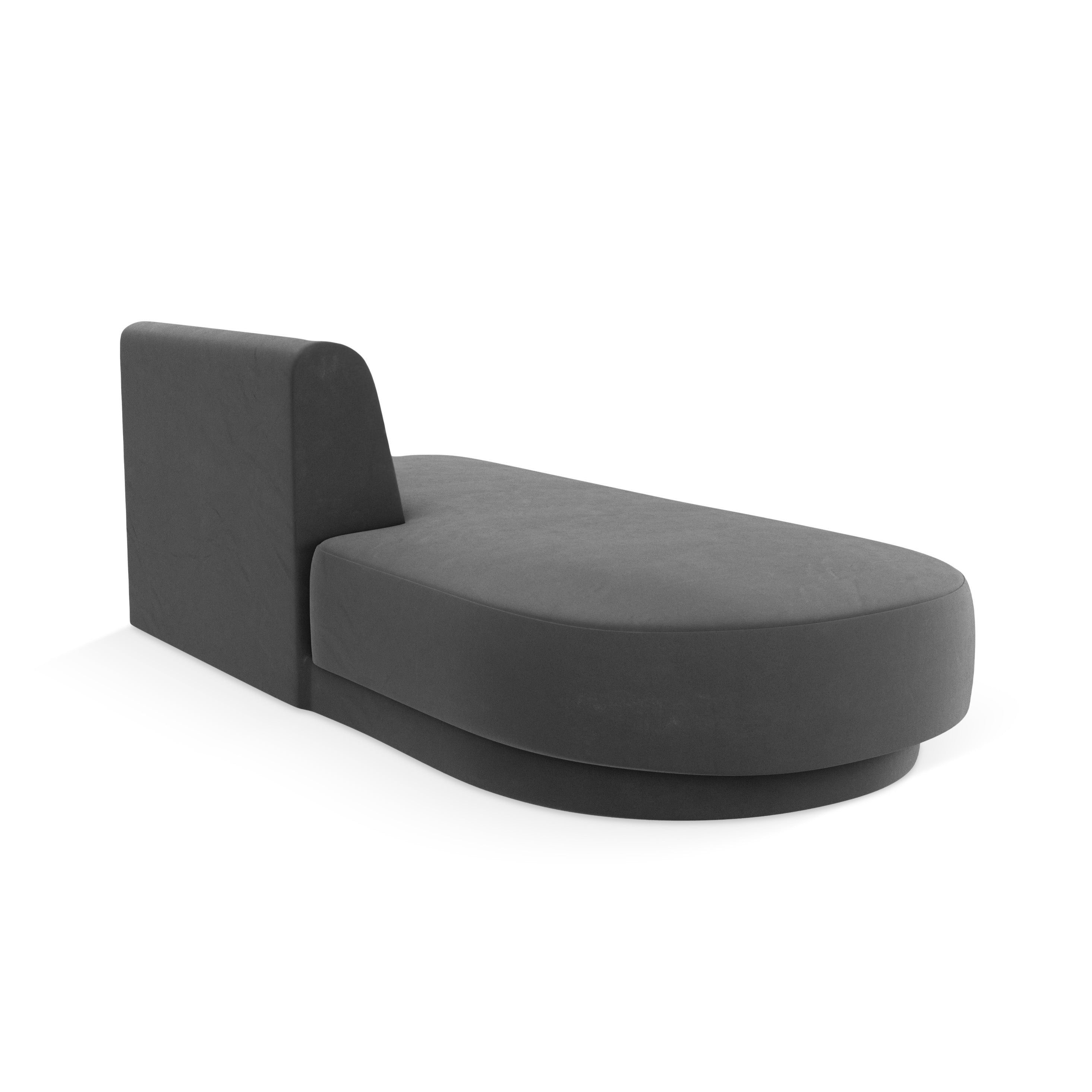 2-seater velvet left-facing chaise longue MILEY gray