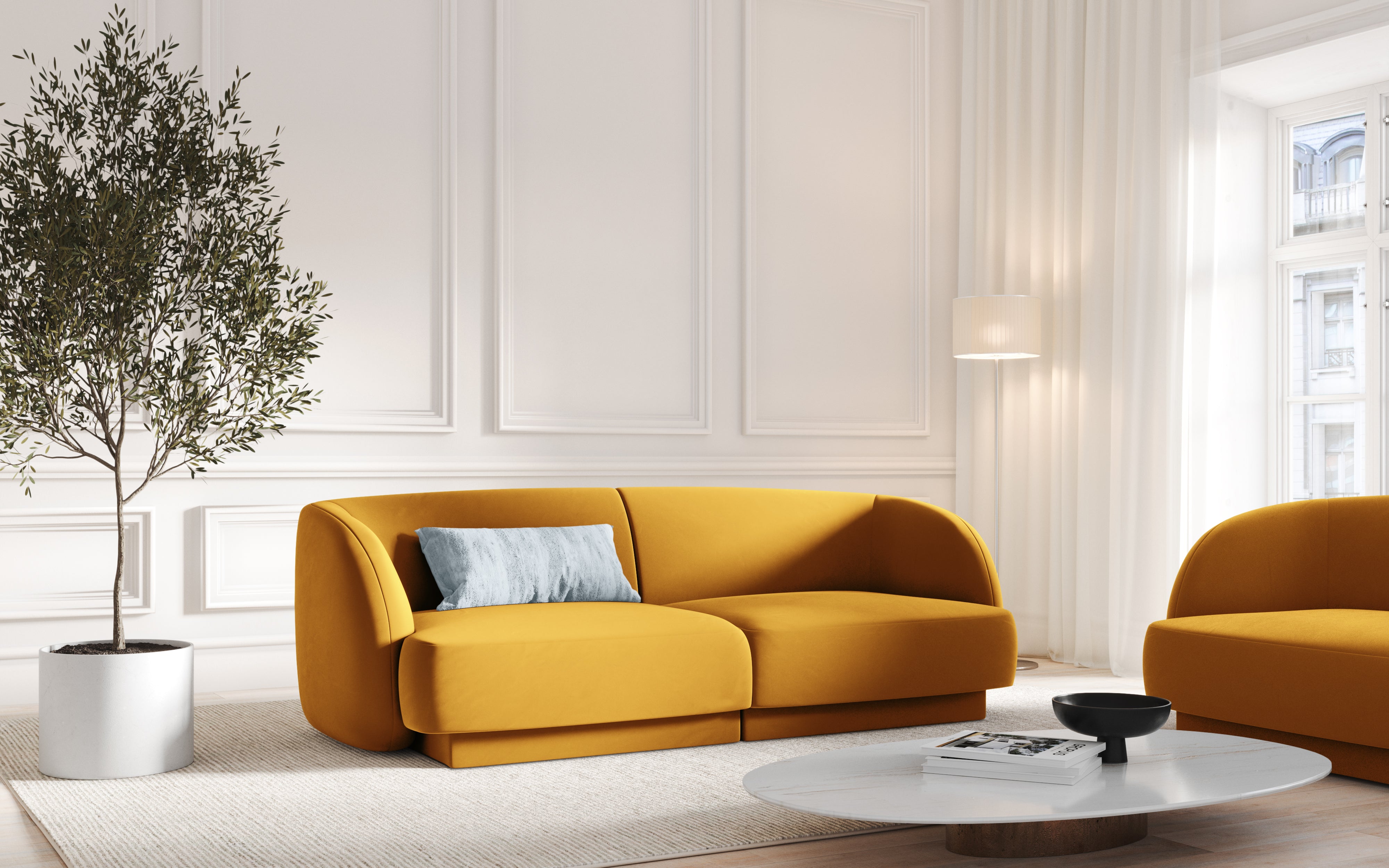 Sofa aksamitna 2-osobowa MILEY żółty Micadoni    Eye on Design