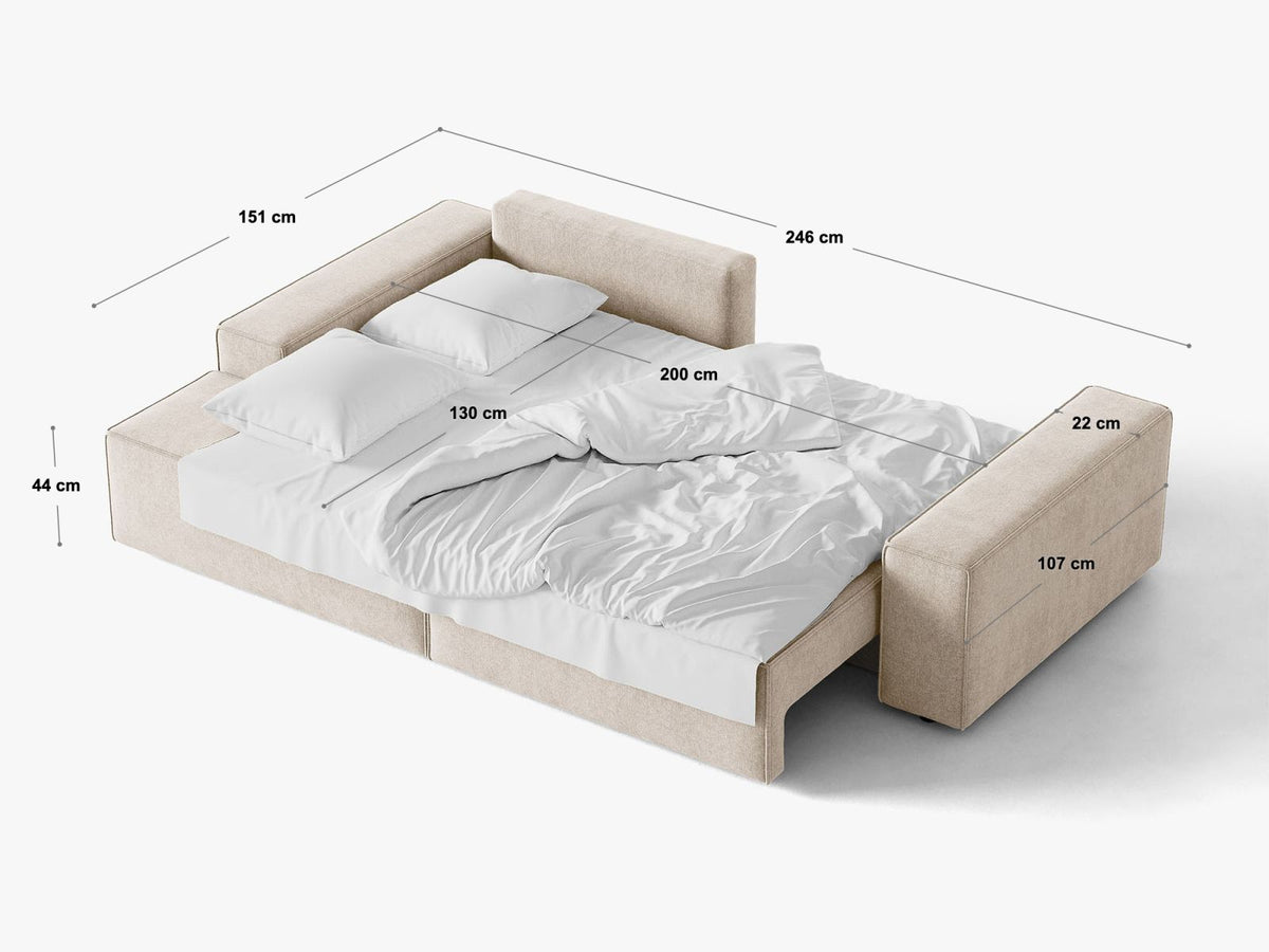 Sofa 3-osobowa z funkcją spania JODIE ciemna zieleń oliwkowa boucle – ujęcie 8