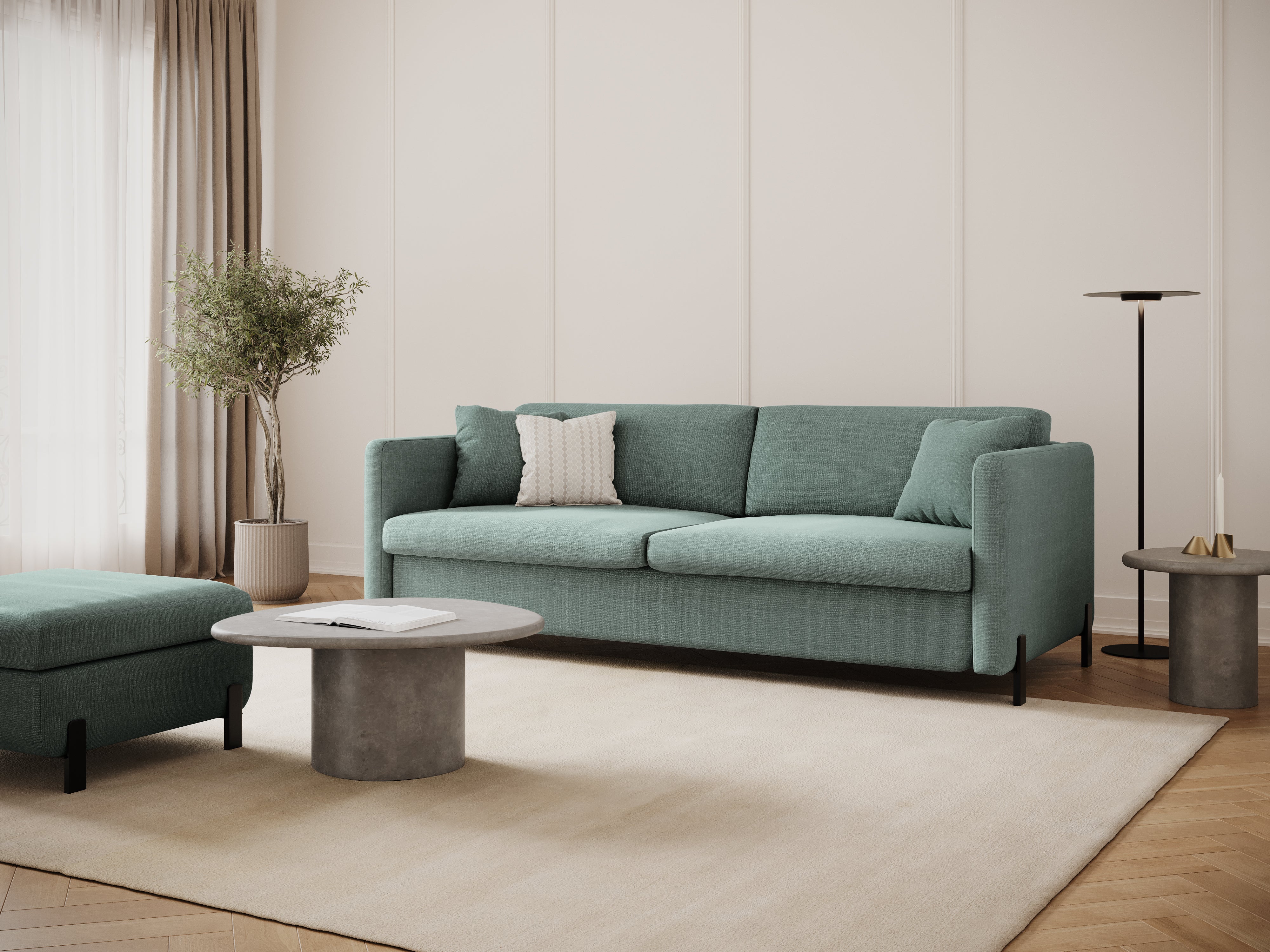3-seater sofa with sleeping function GLORIA mint chenille