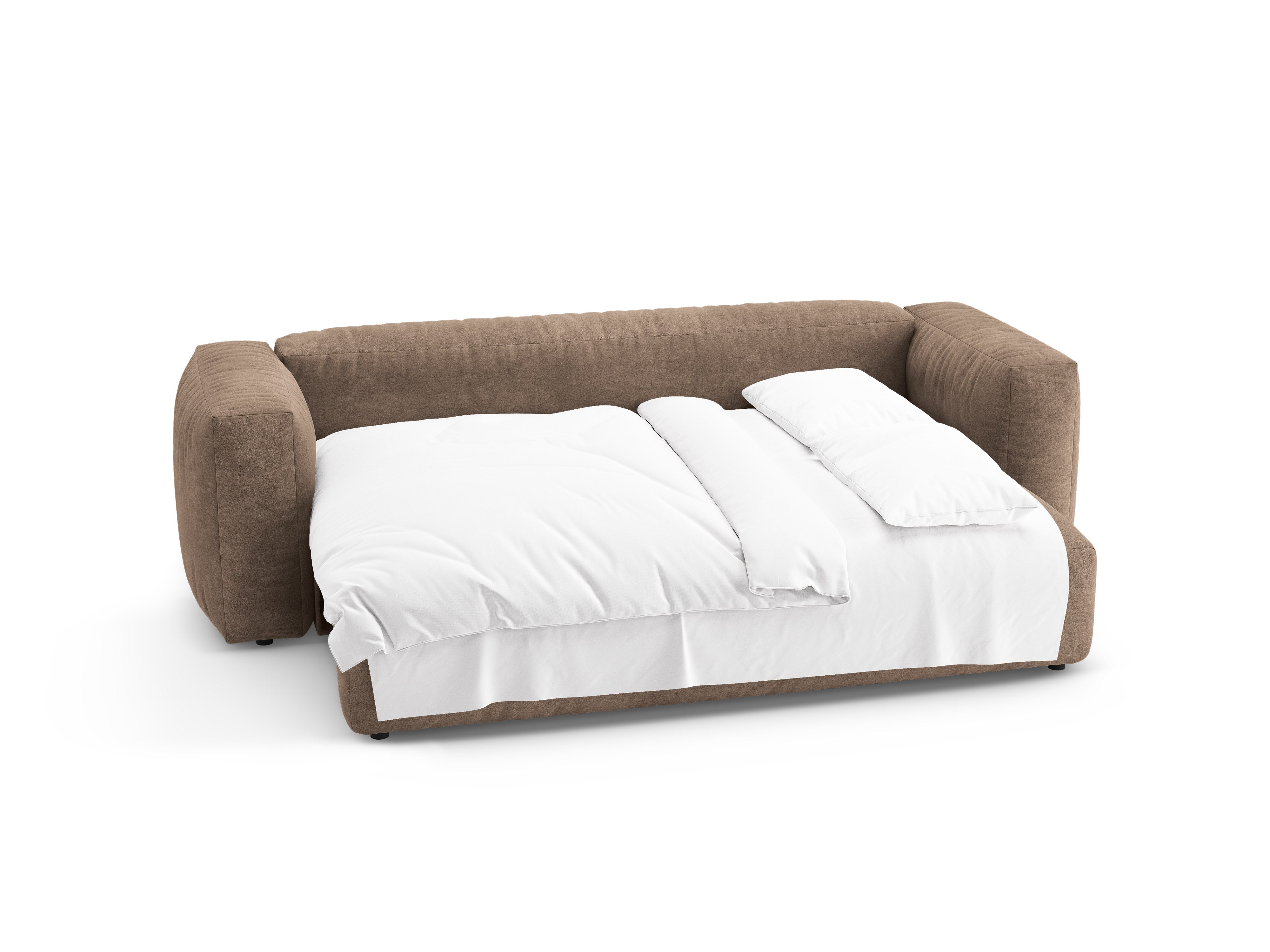 Sofa sametová 3-osobová s funkcí spaní MARTINA tmavě béžová [Ewelina] [Amelia spr]