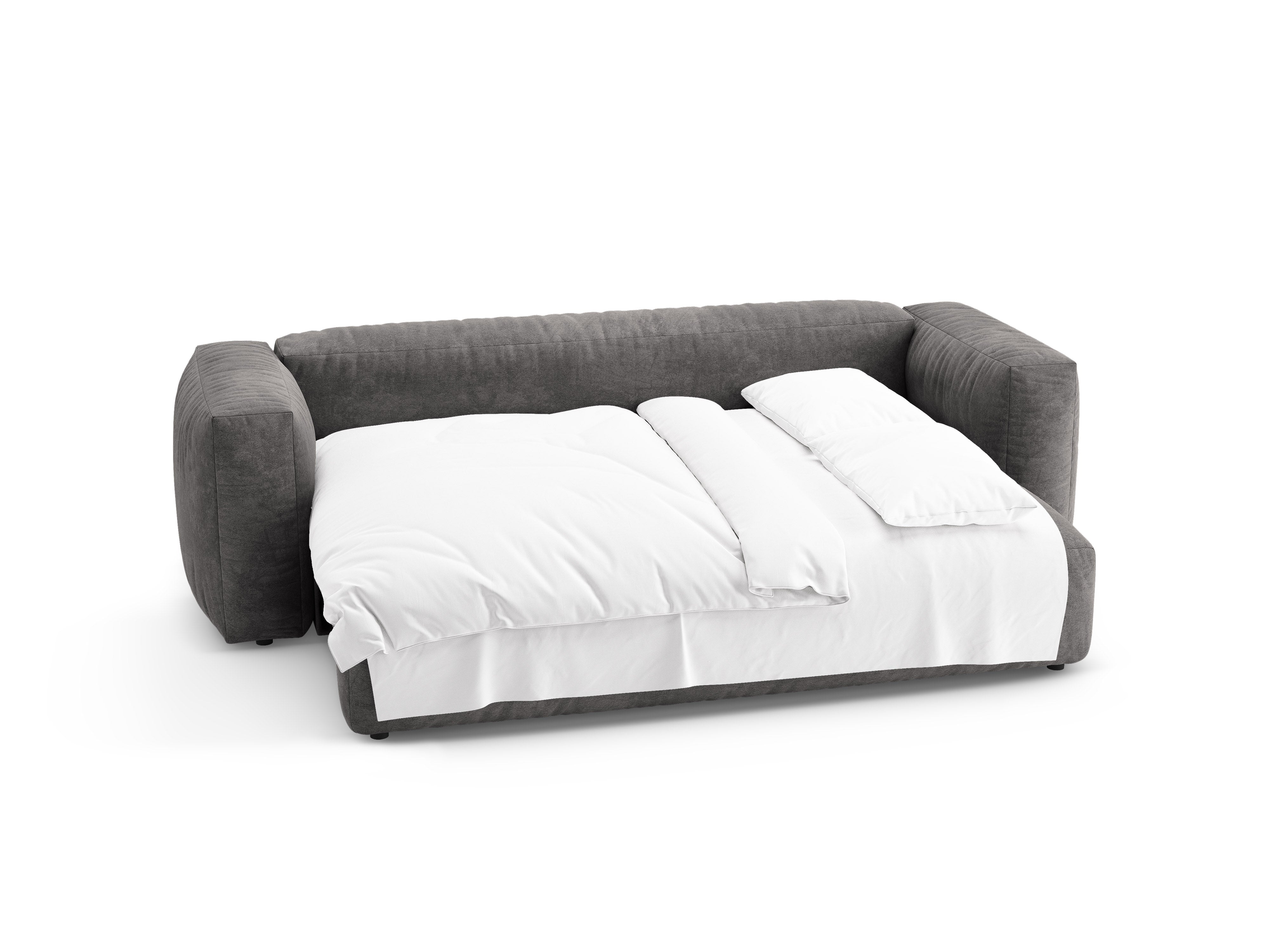 Sofa sametová 3-osobová s funkcí spaní MARTINA šedá