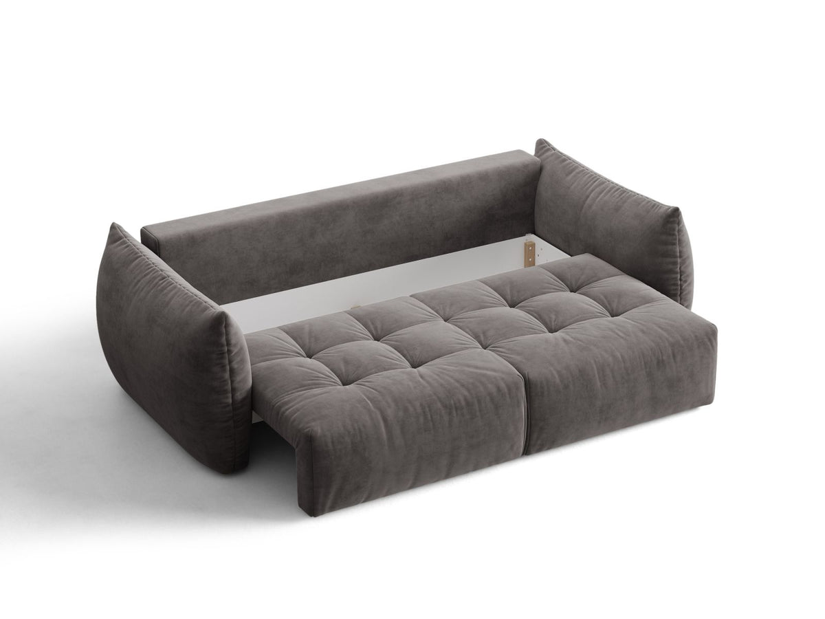 Sofa aksamitna 3-osobowa z funkcją spania BLOOM ciemnoszary – ujęcie 5