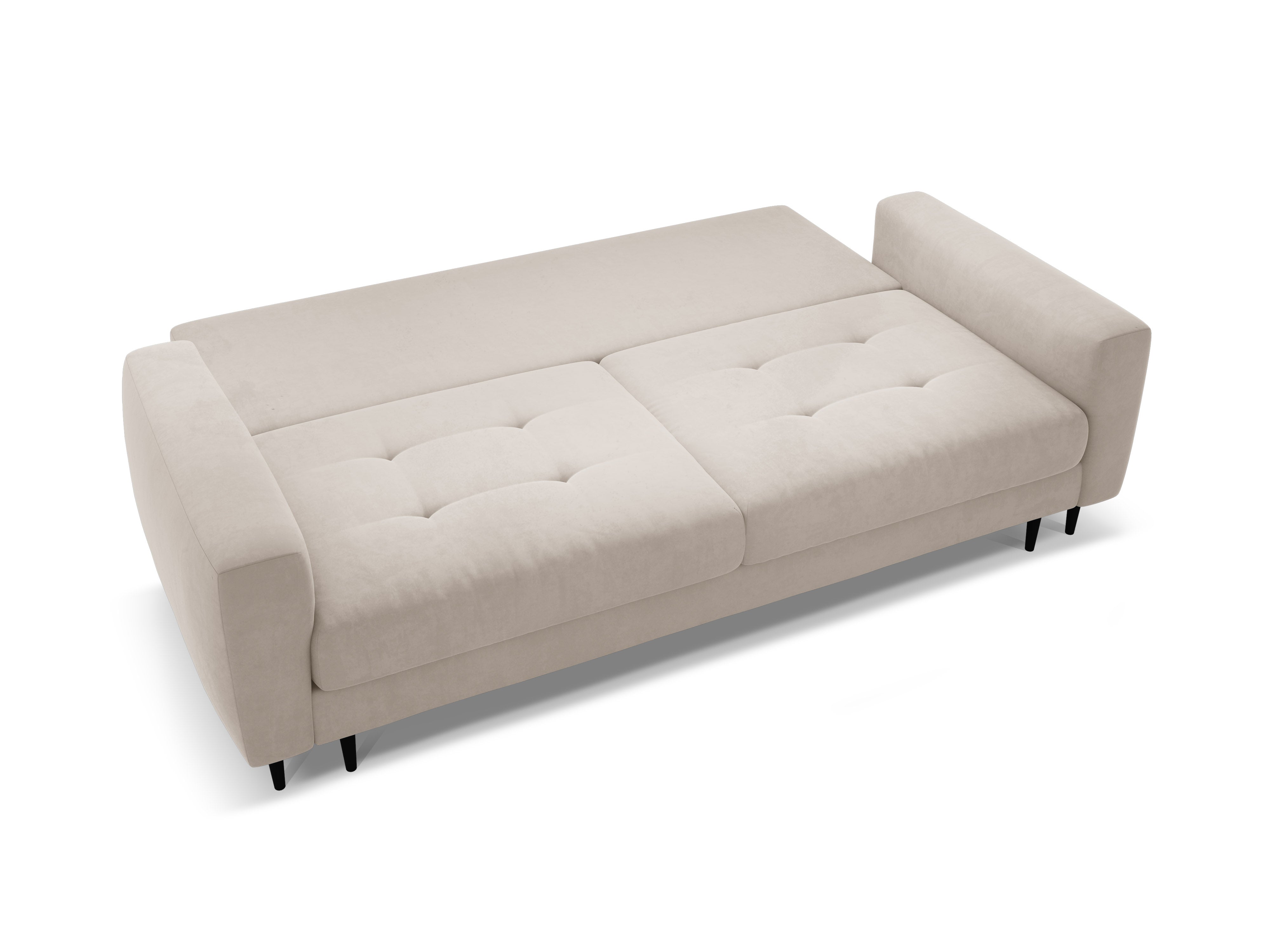 Beige 3-Seater Velvet Sofa with Sleeping Function BEMY