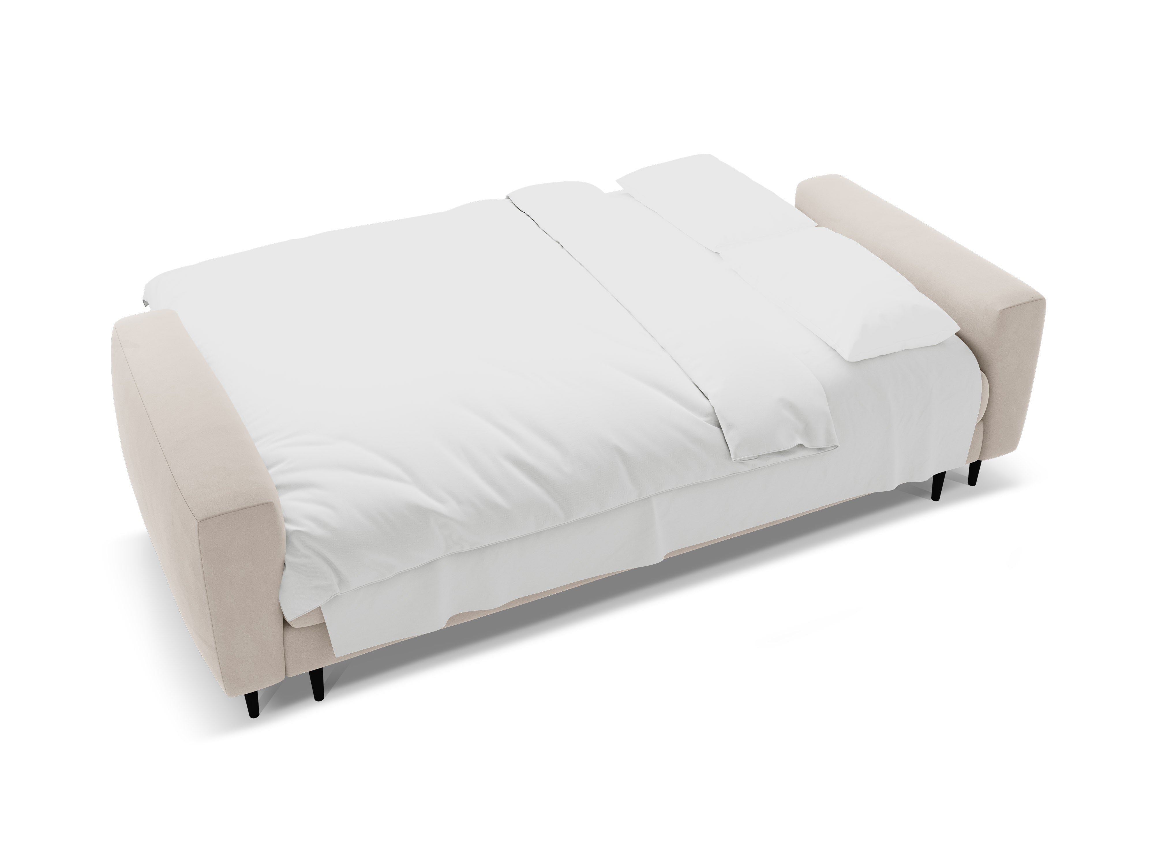 Beige 3-Seater Velvet Sofa with Sleeping Function BEMY