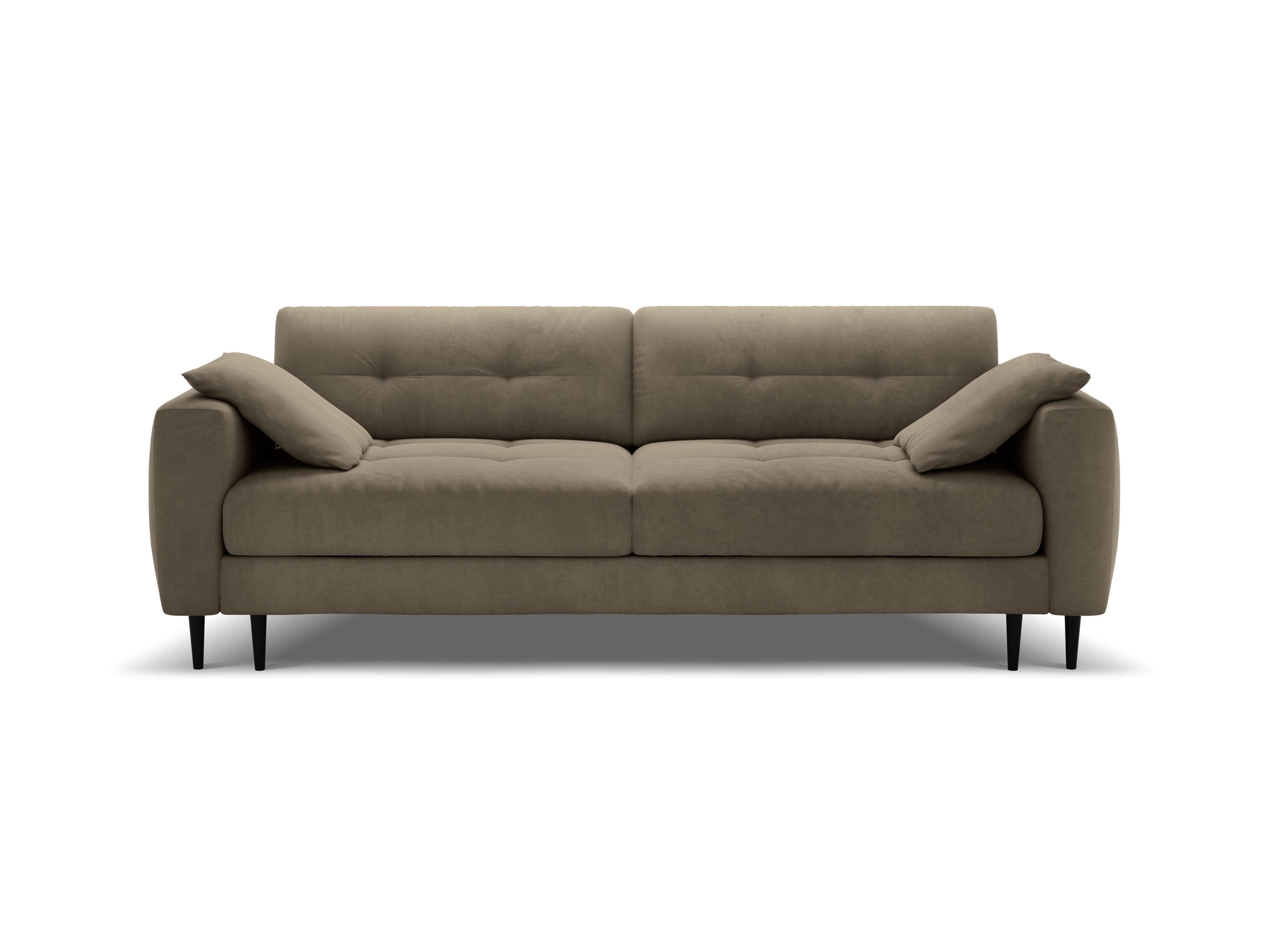 Velvet 3-Seater Sofa with Sleeping Function BEMY Gray Brown