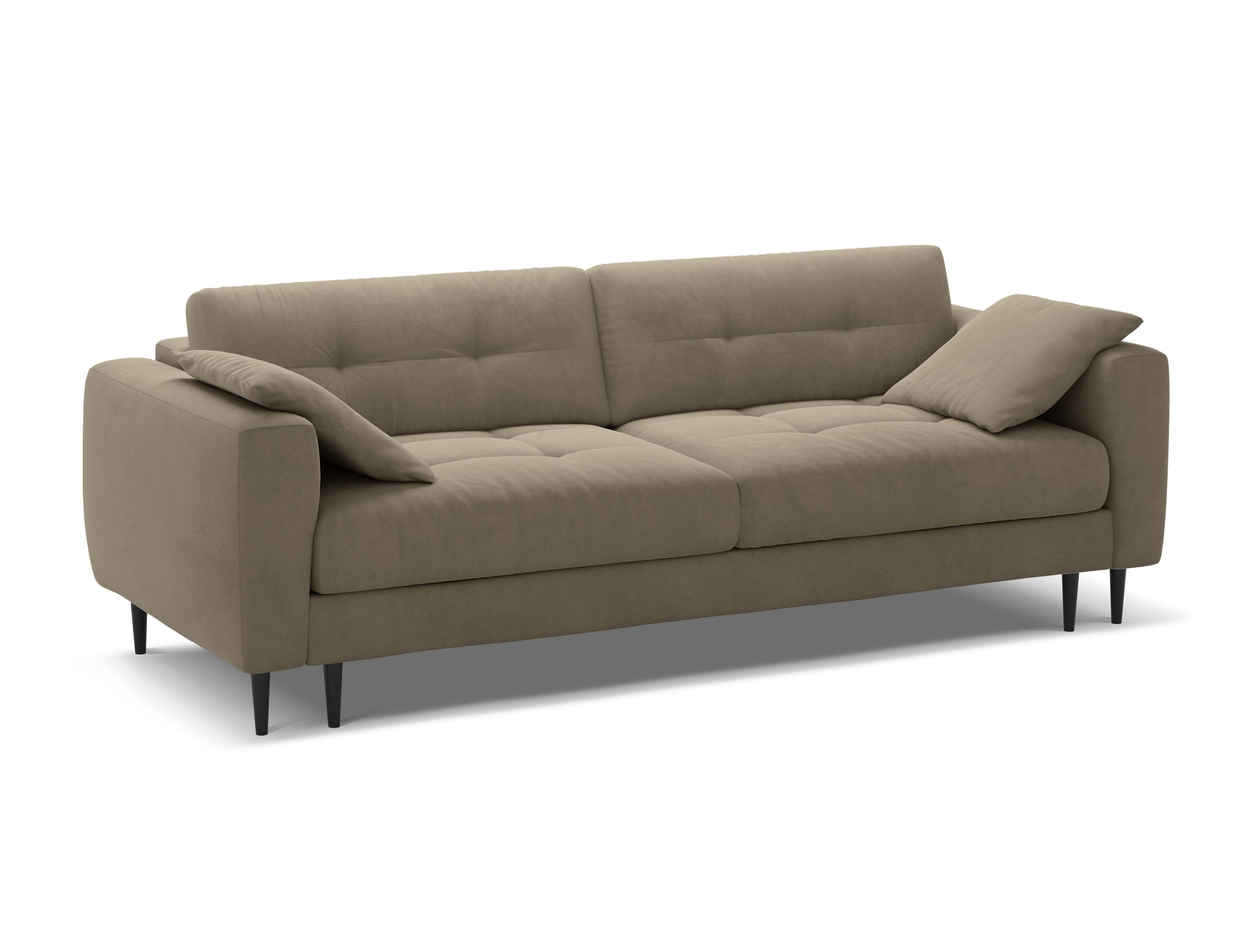 Velvet 3-Seater Sofa with Sleeping Function BEMY Gray Brown
