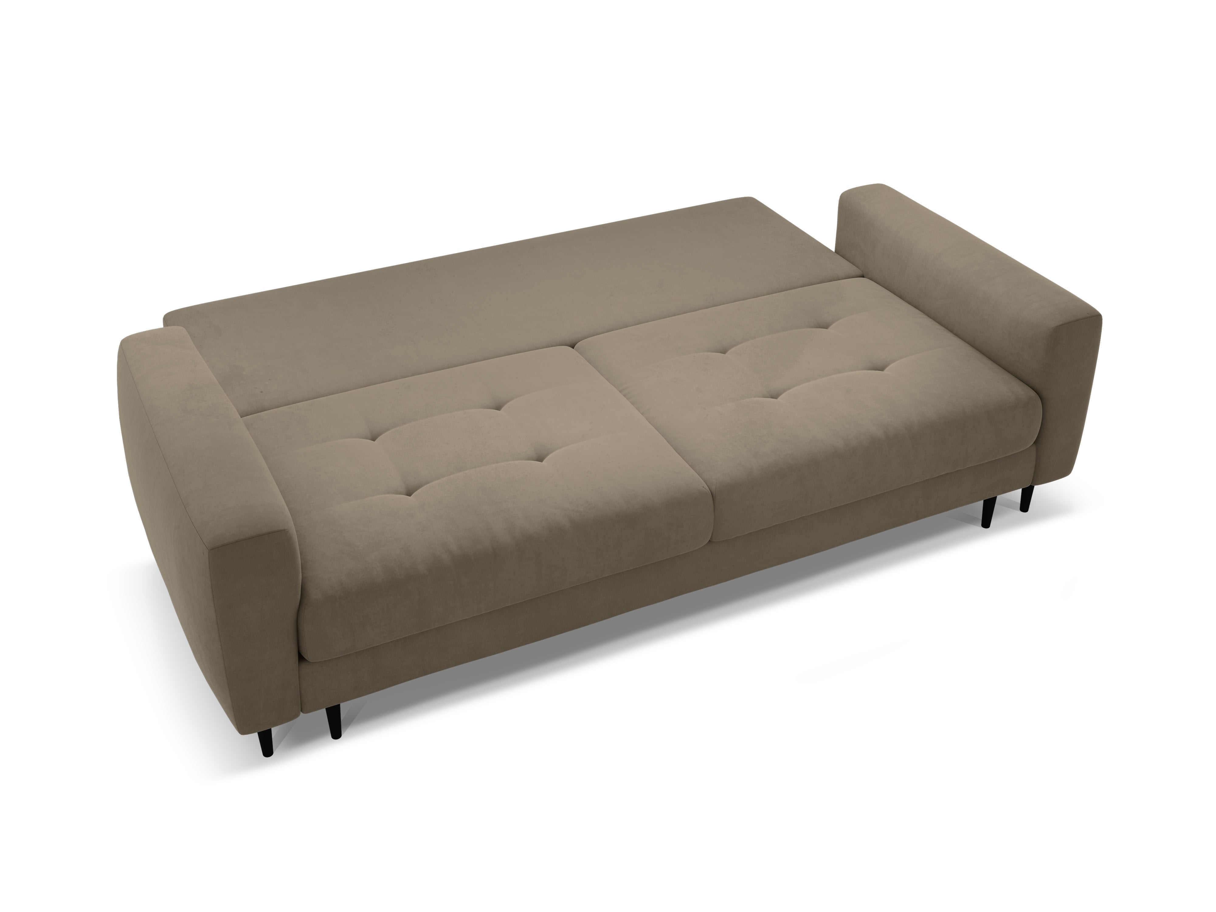 Velvet 3-Seater Sofa with Sleeping Function BEMY Gray Brown