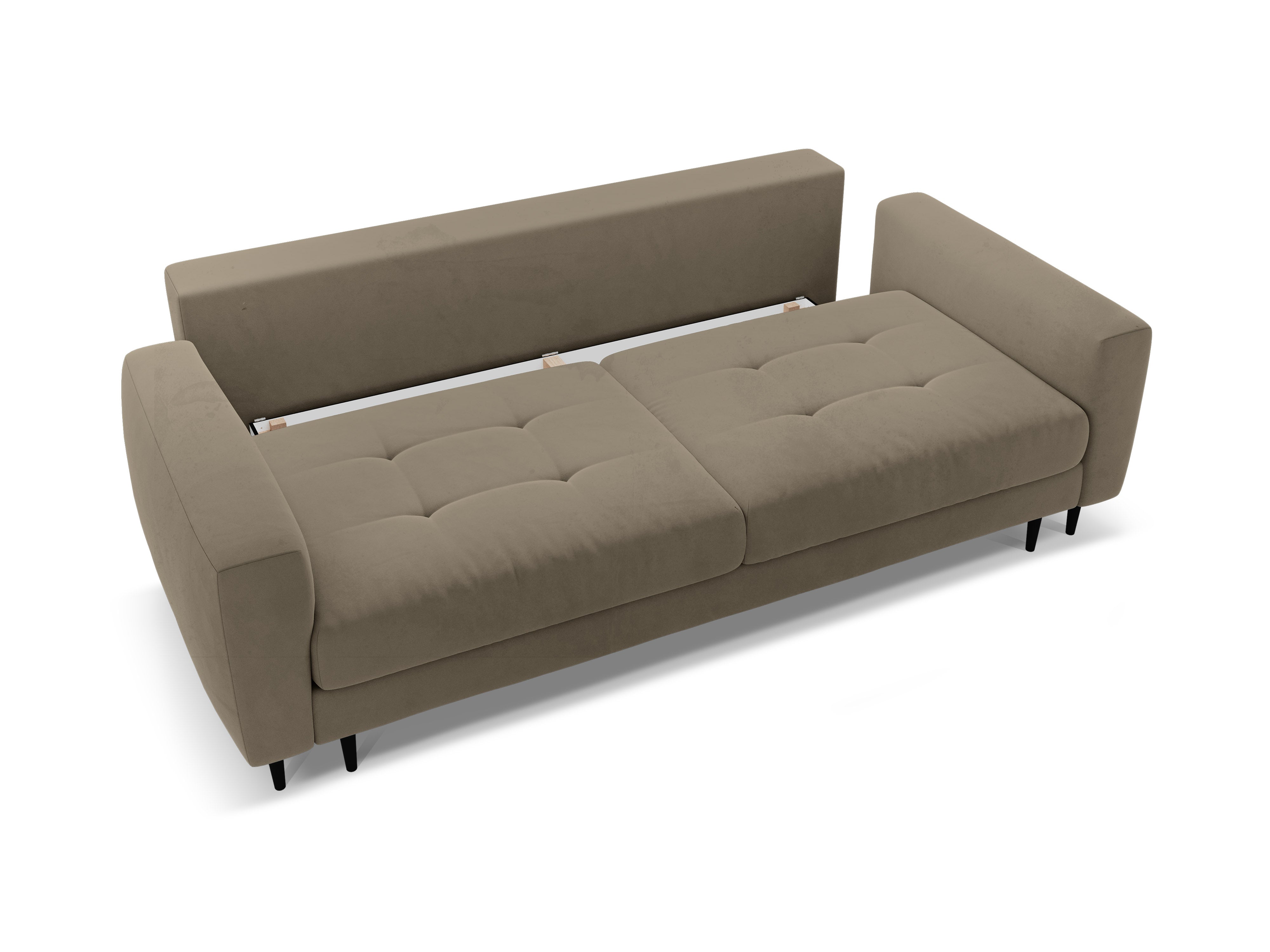 Velvet 3-Seater Sofa with Sleeping Function BEMY Gray Brown