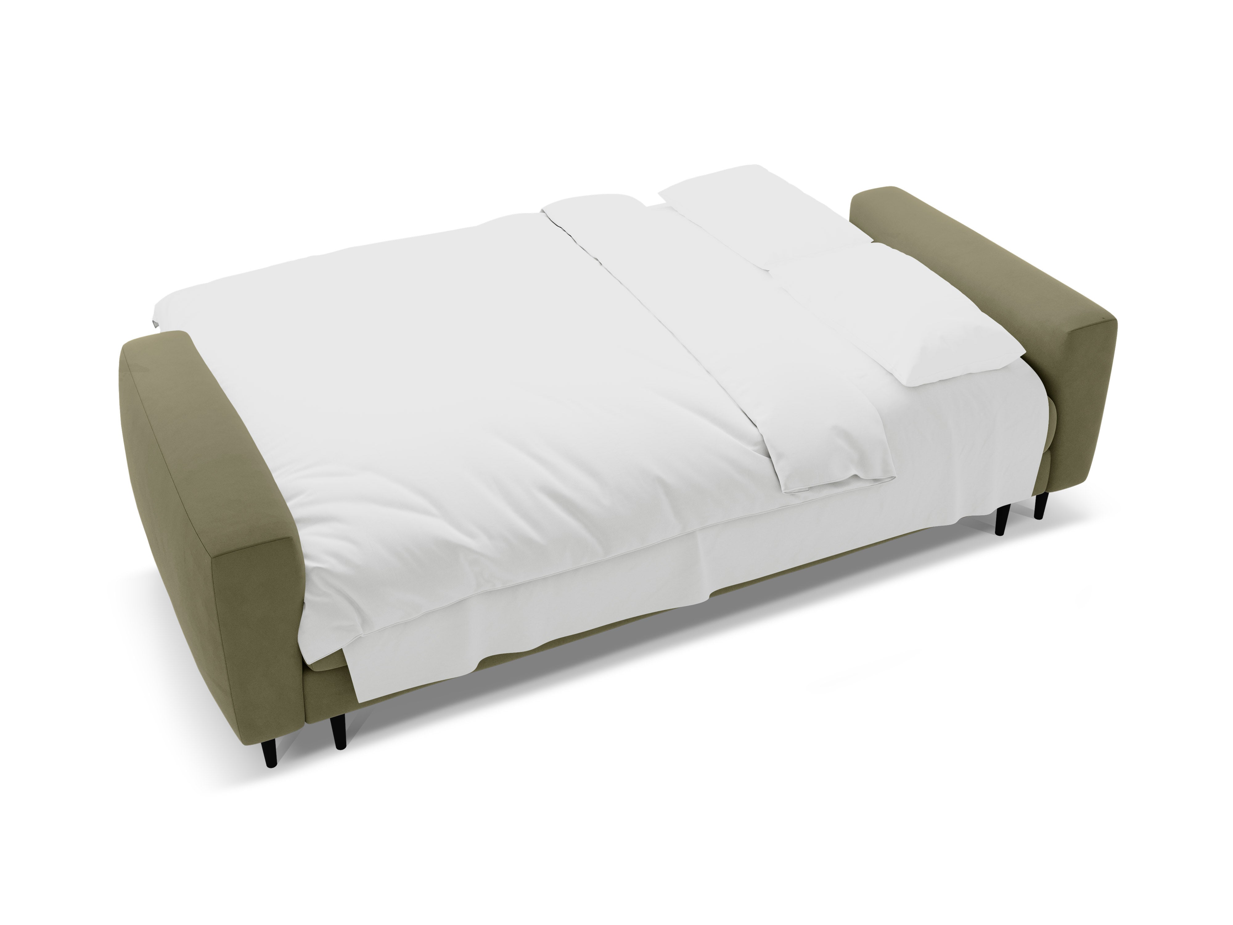 Olive Green Velvet 3-Seater Sofa with Sleeping Function BEMY