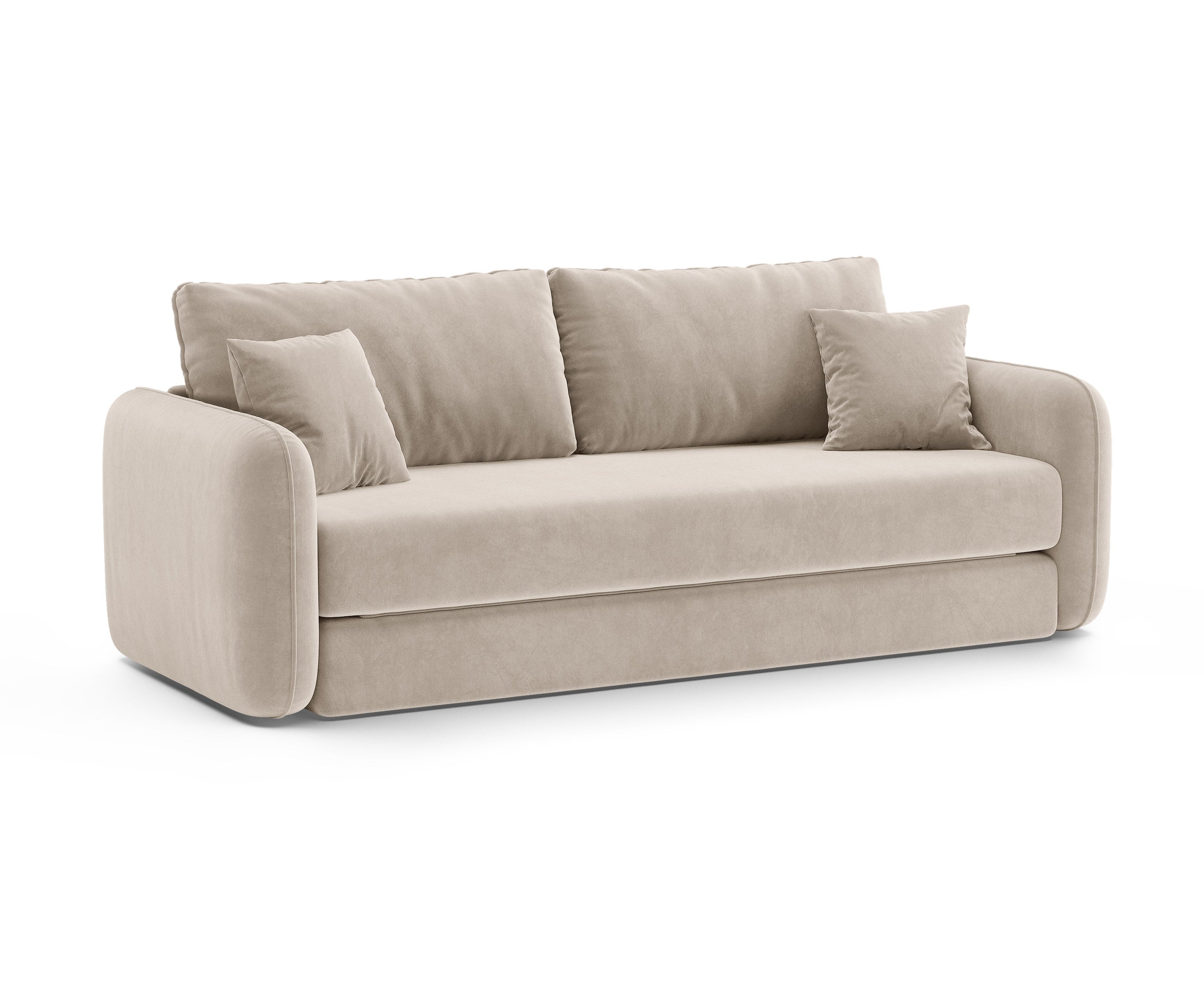 Sofa sametová 3-osobová s funkcí spaní DORMI béžová