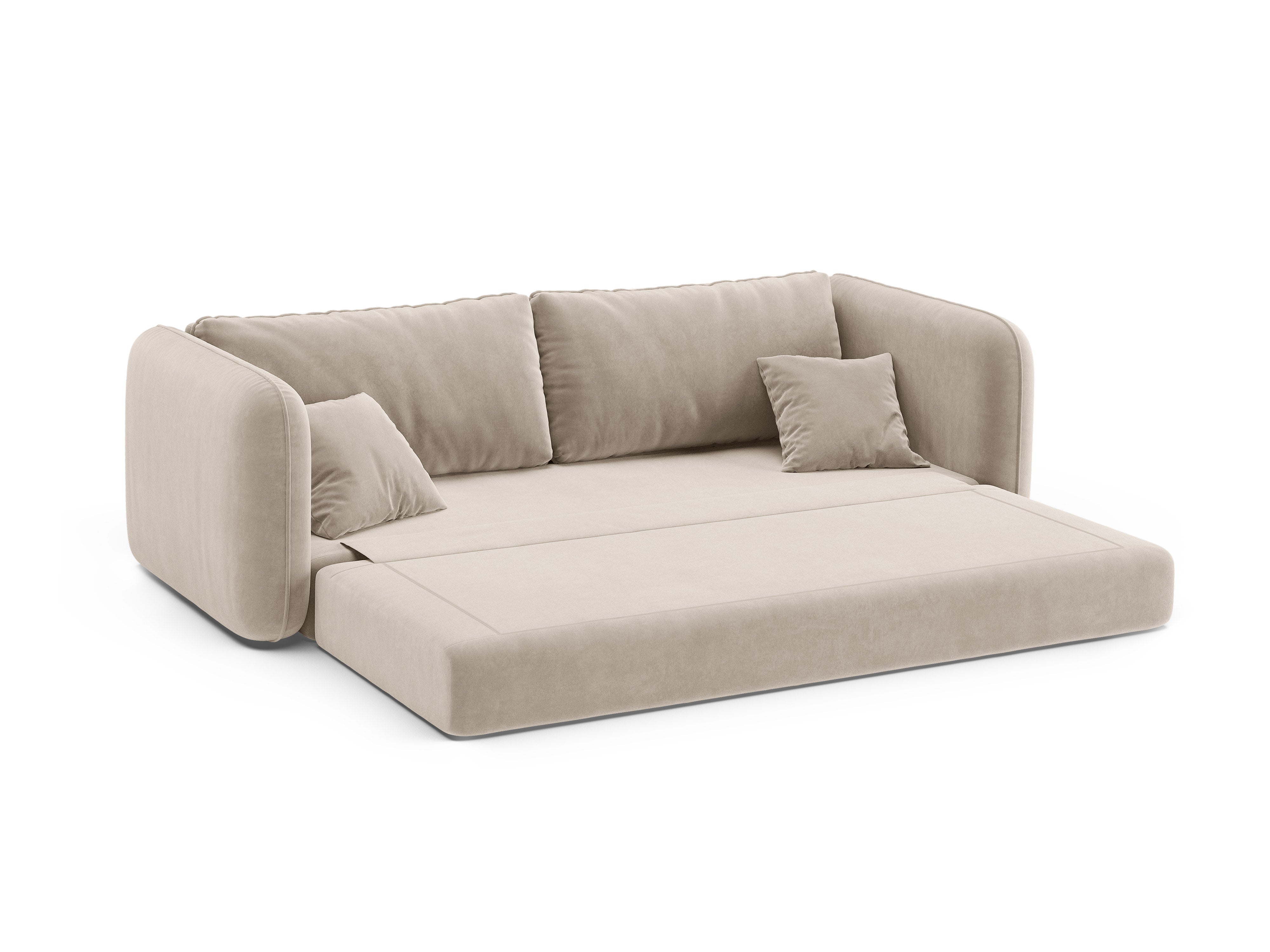 Sofa sametová 3-osobová s funkcí spaní DORMI béžová