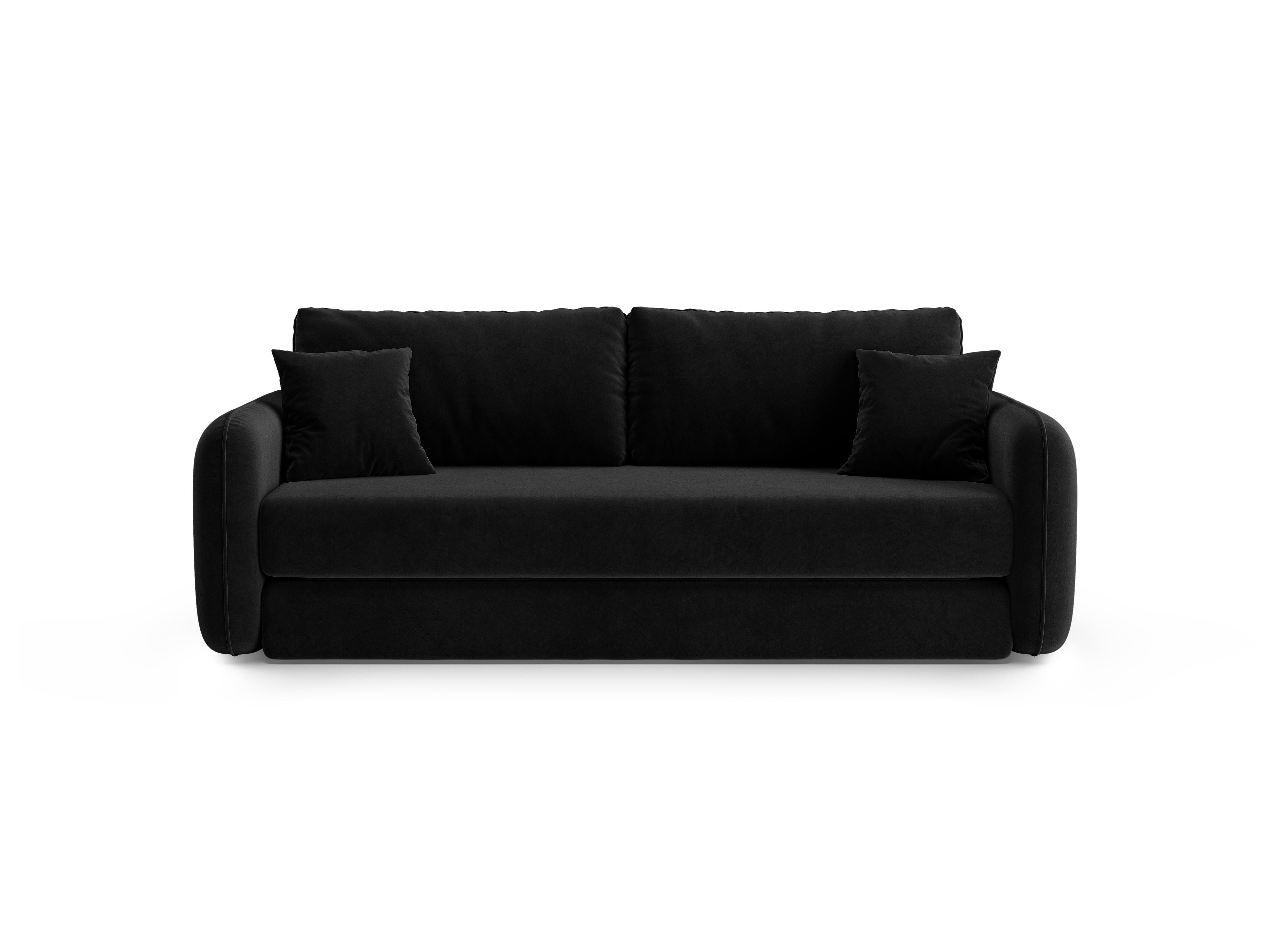 Sofa sametová 3-osobová s funkcí spaní DORMI černá