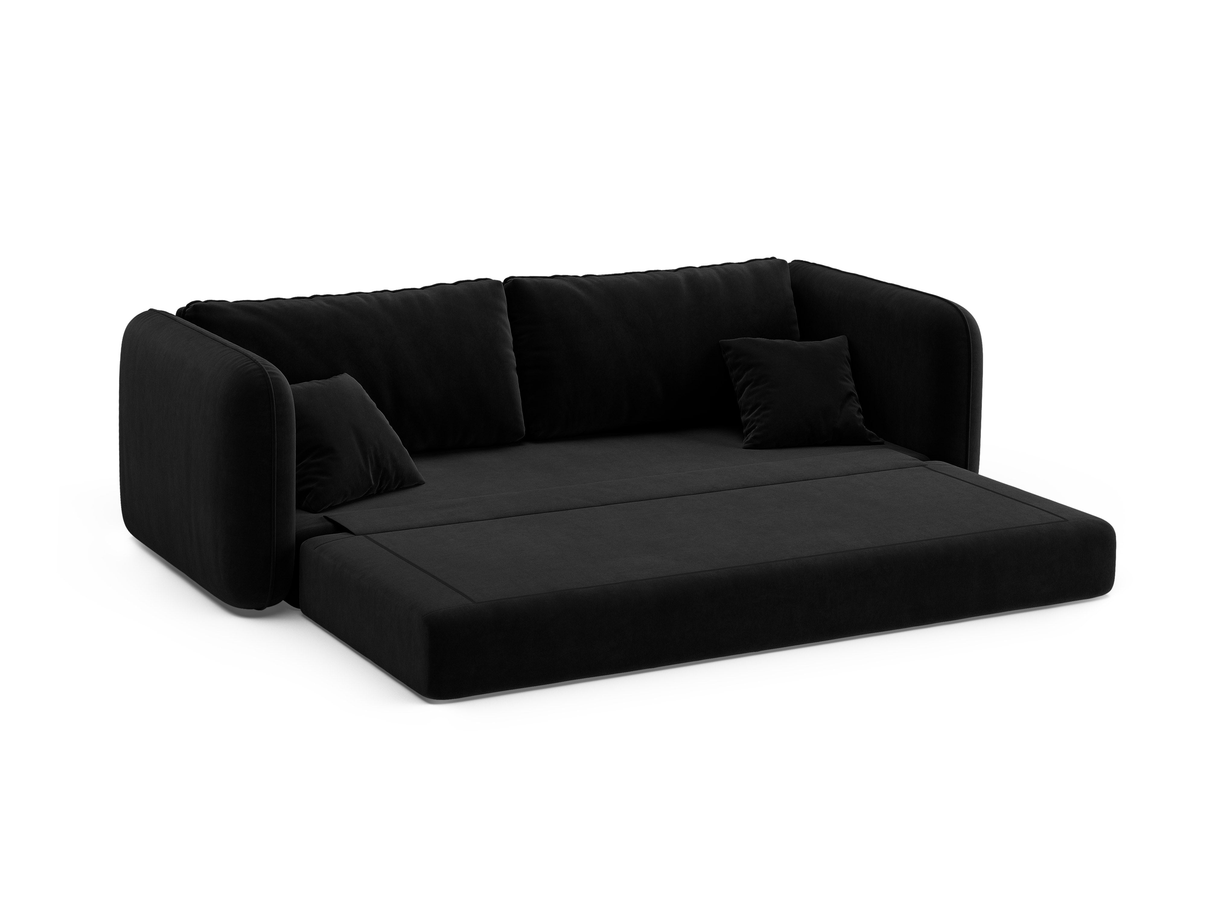 Sofa sametová 3-osobová s funkcí spaní DORMI černá