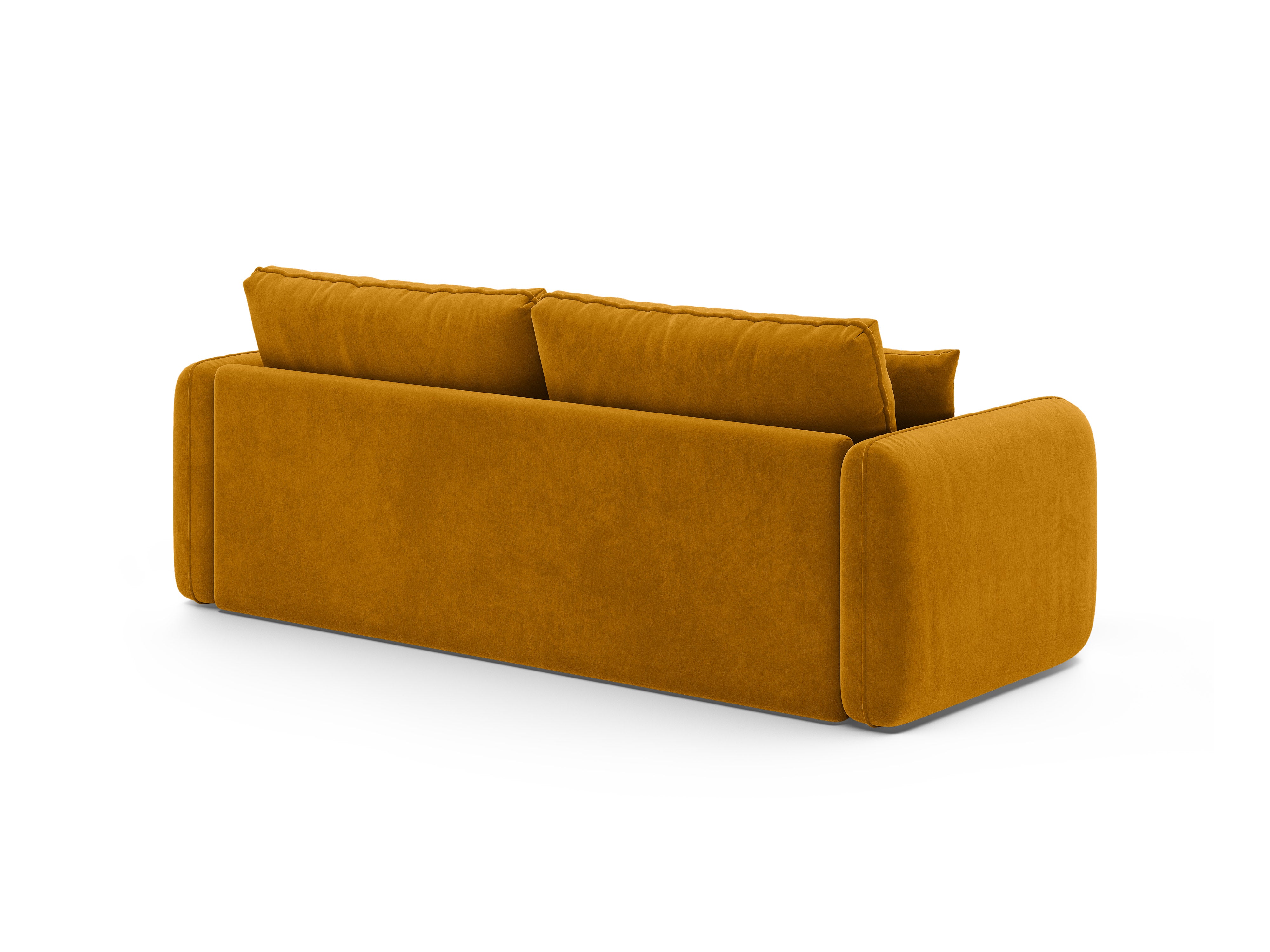Sofa sametová 3-osobová s funkcí spaní DORMI žlutá