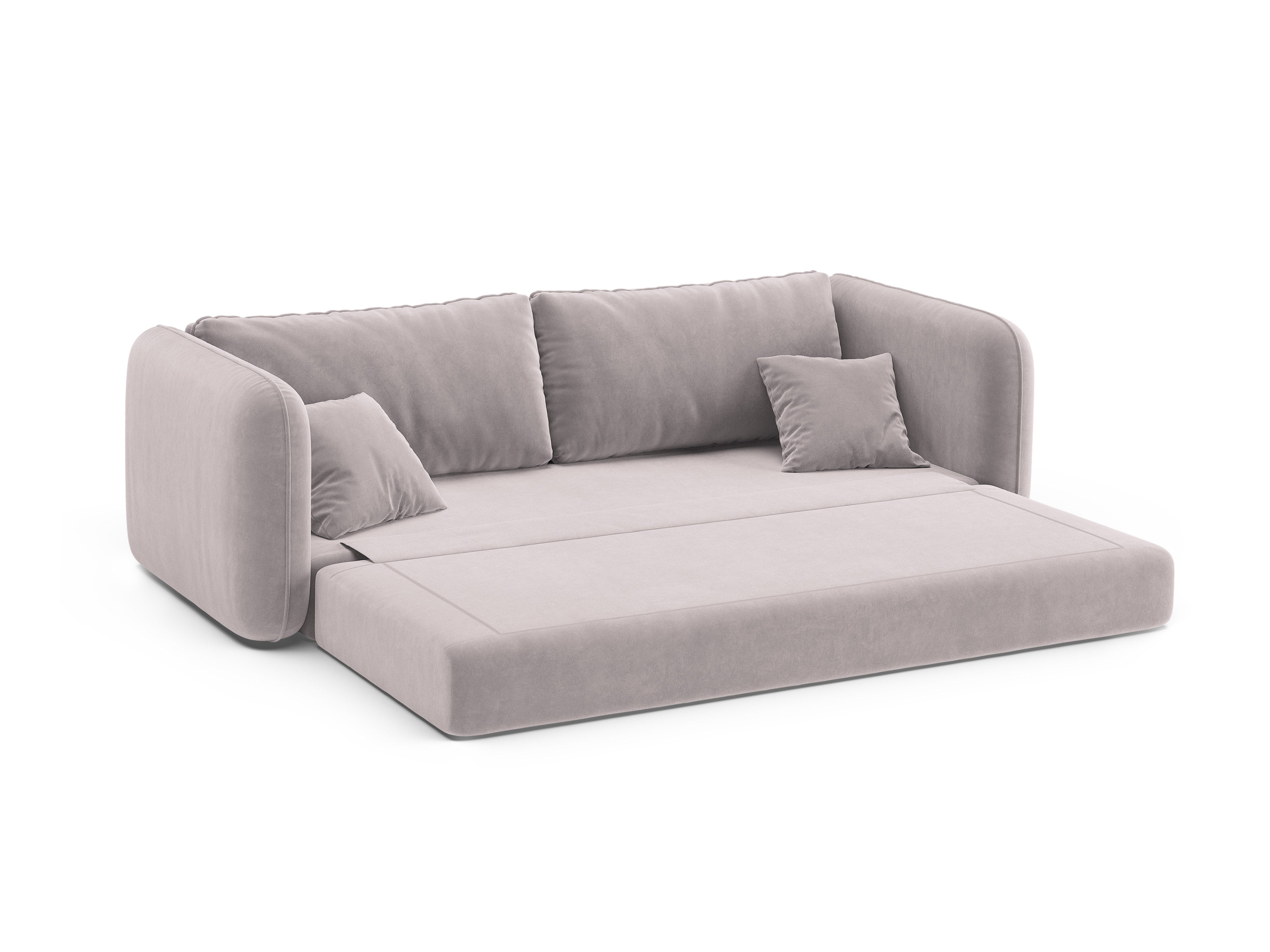Velvet 3-Seater Sofa with Sleeping Function DORMI Light Gray