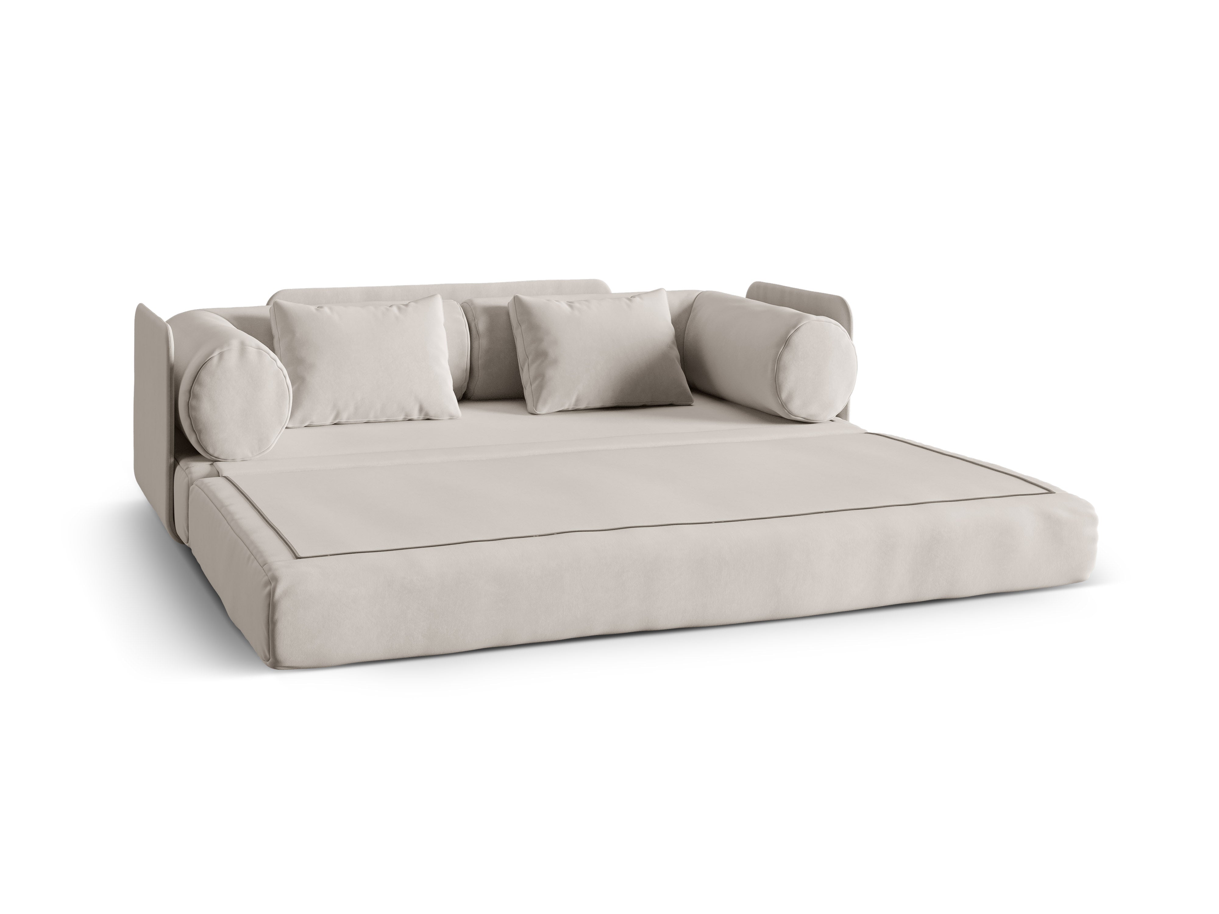 Sofa sametová 3-osobová s funkcí spaní DREAMY béžová