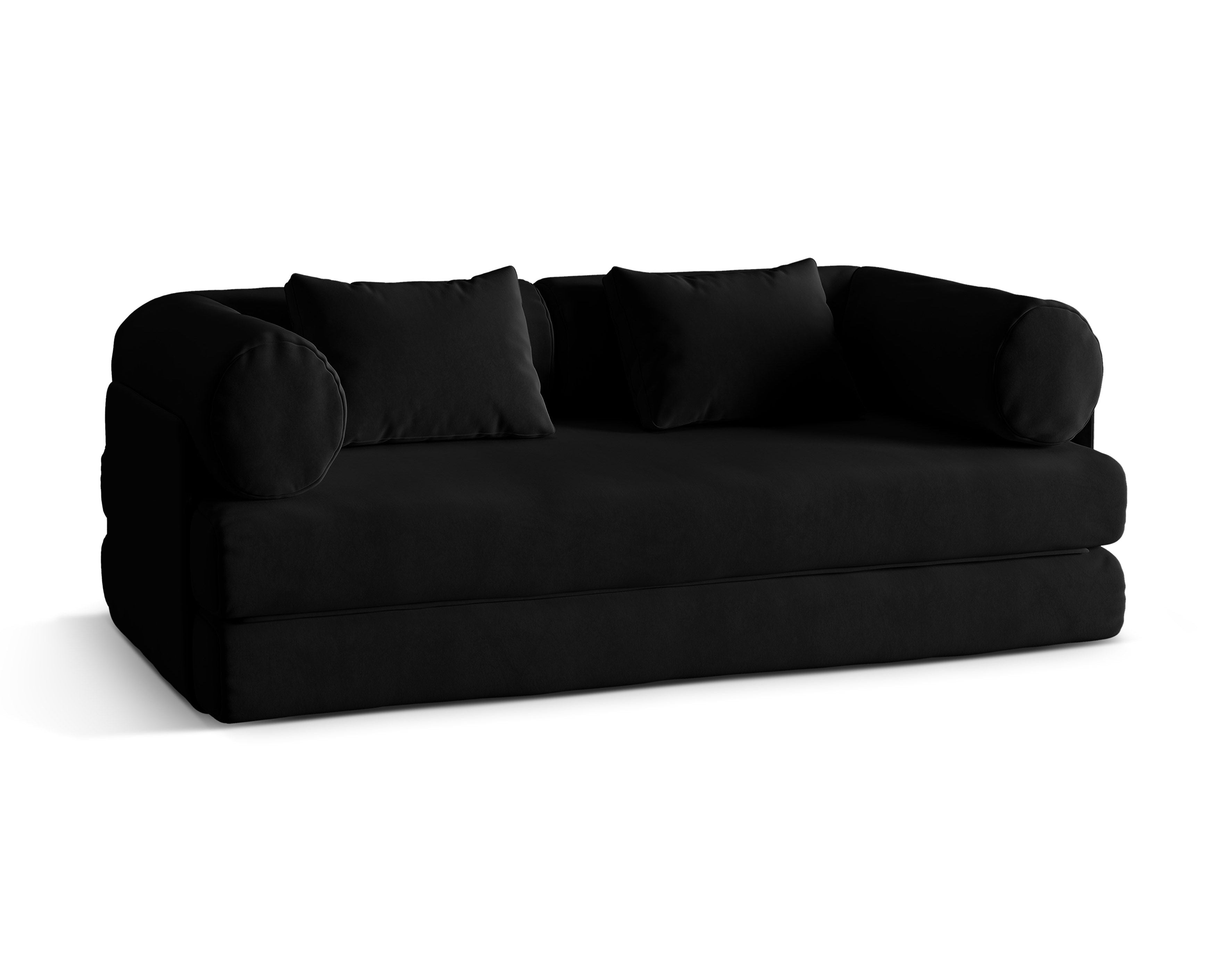 Sofa sametová 3-osobová s funkcí spaní DREAMY černá