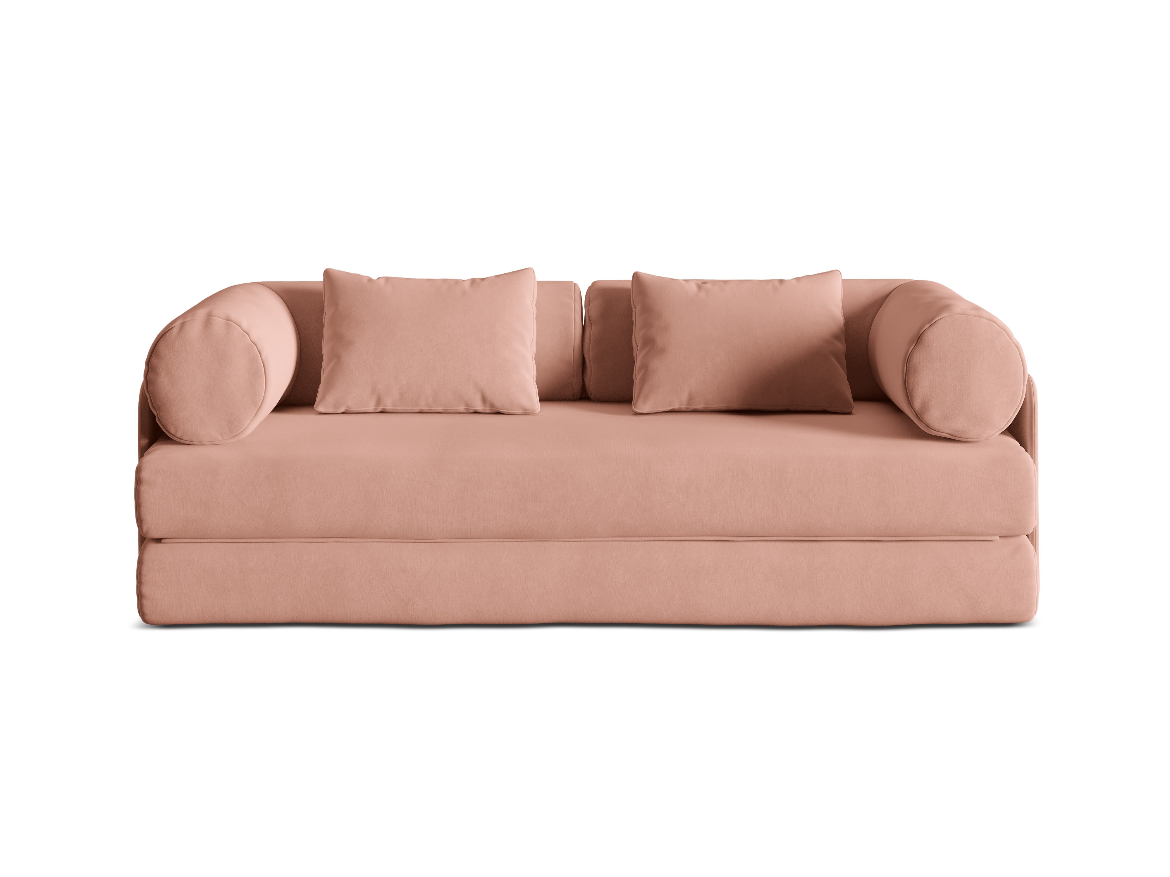 Dreamy Pink Velvet 3-Seater Sofa with Sleeping Function
