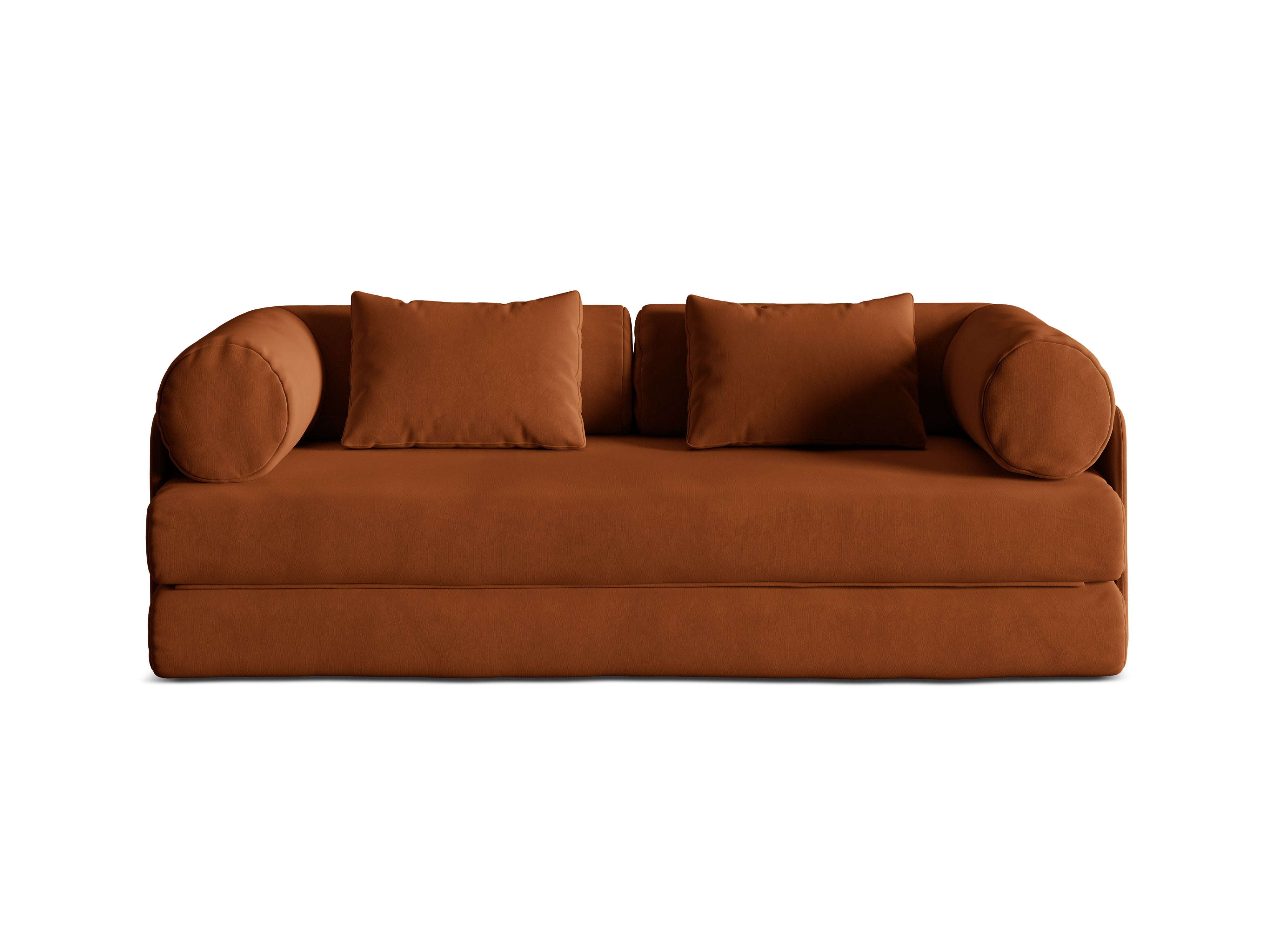 Dreamy Terracotta 3-Seater Velvet Sofa with Sleeping Function