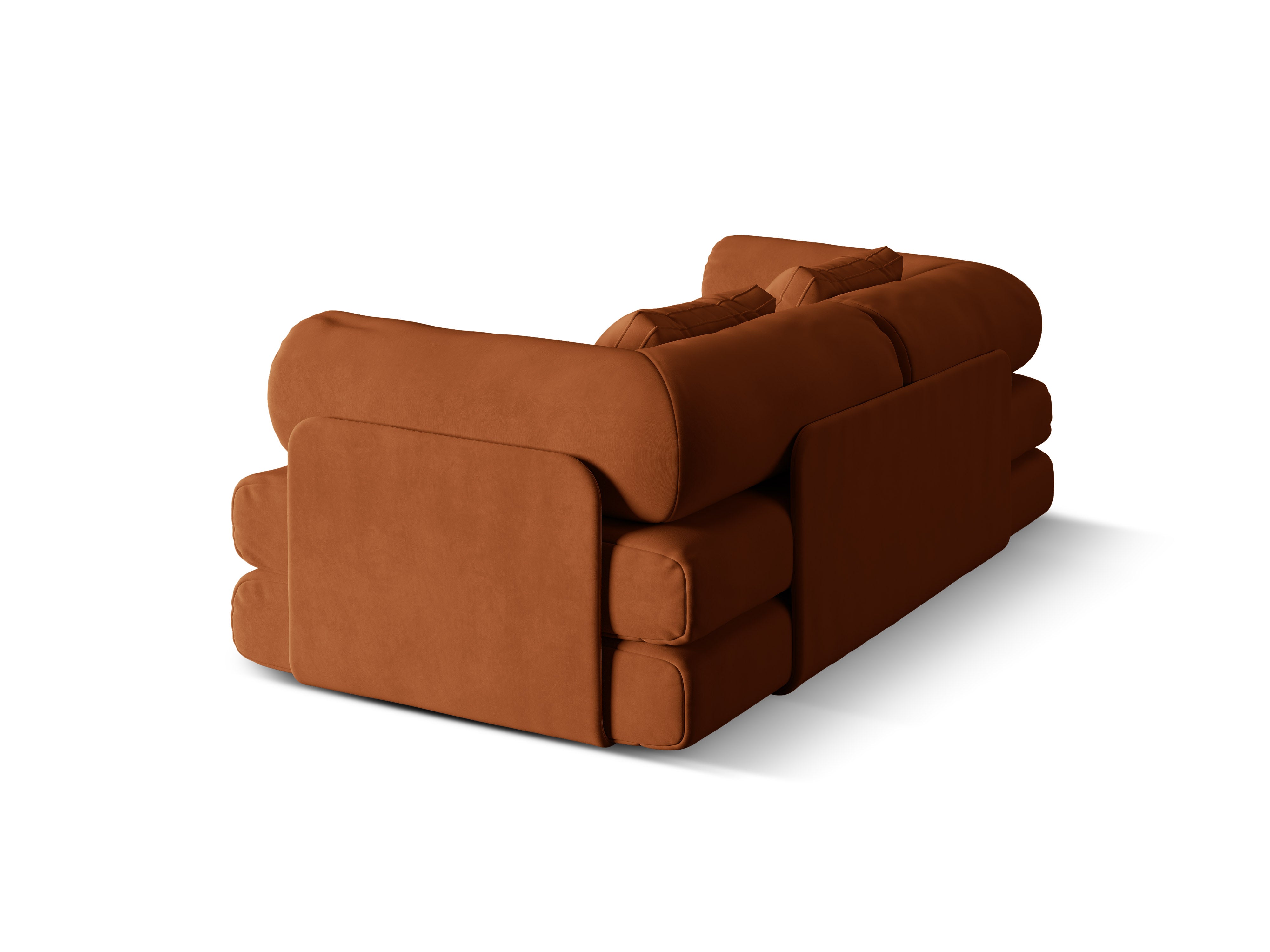 Dreamy Terracotta 3-Seater Velvet Sofa with Sleeping Function