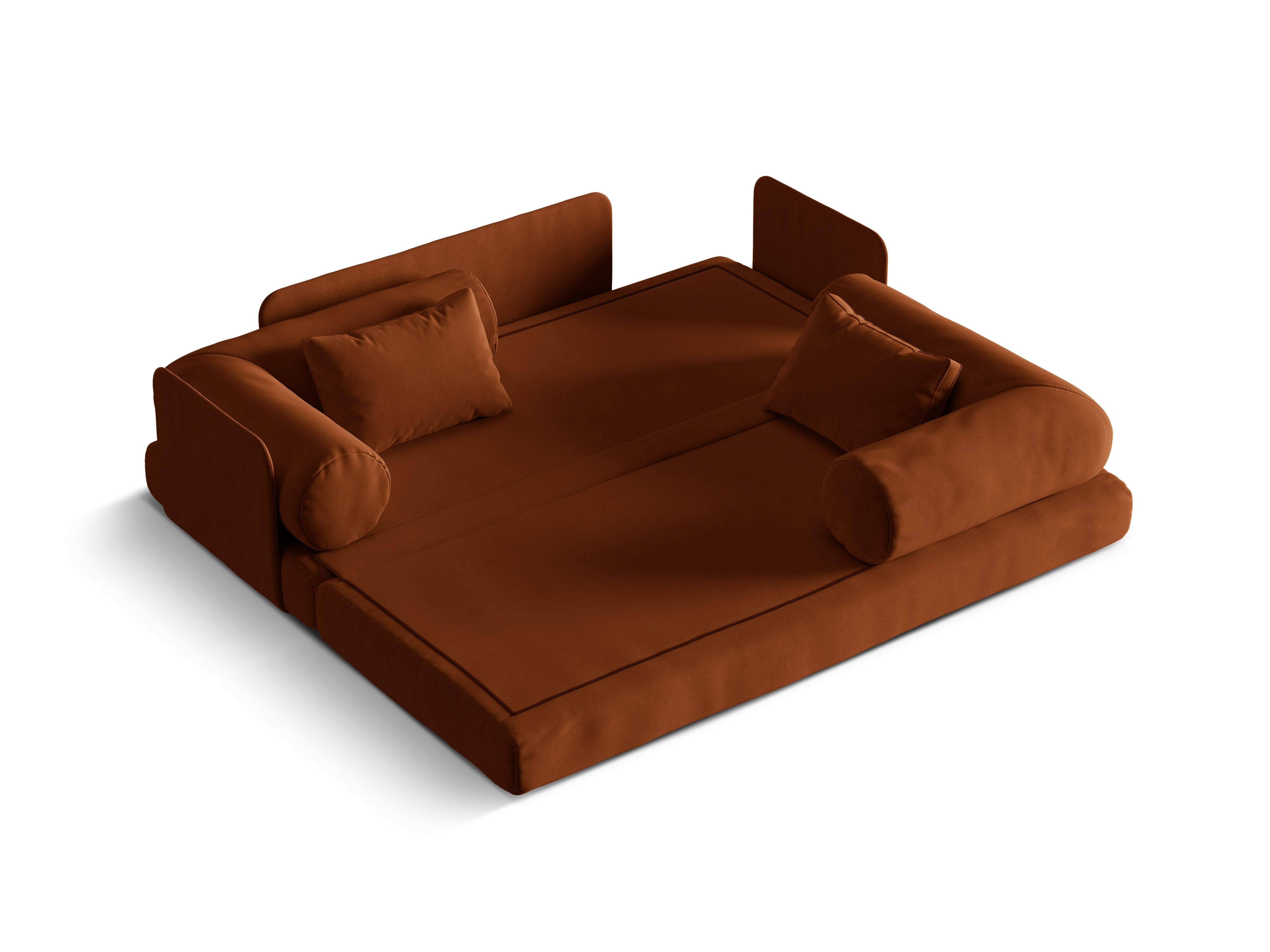 Dreamy Terracotta 3-Seater Velvet Sofa with Sleeping Function