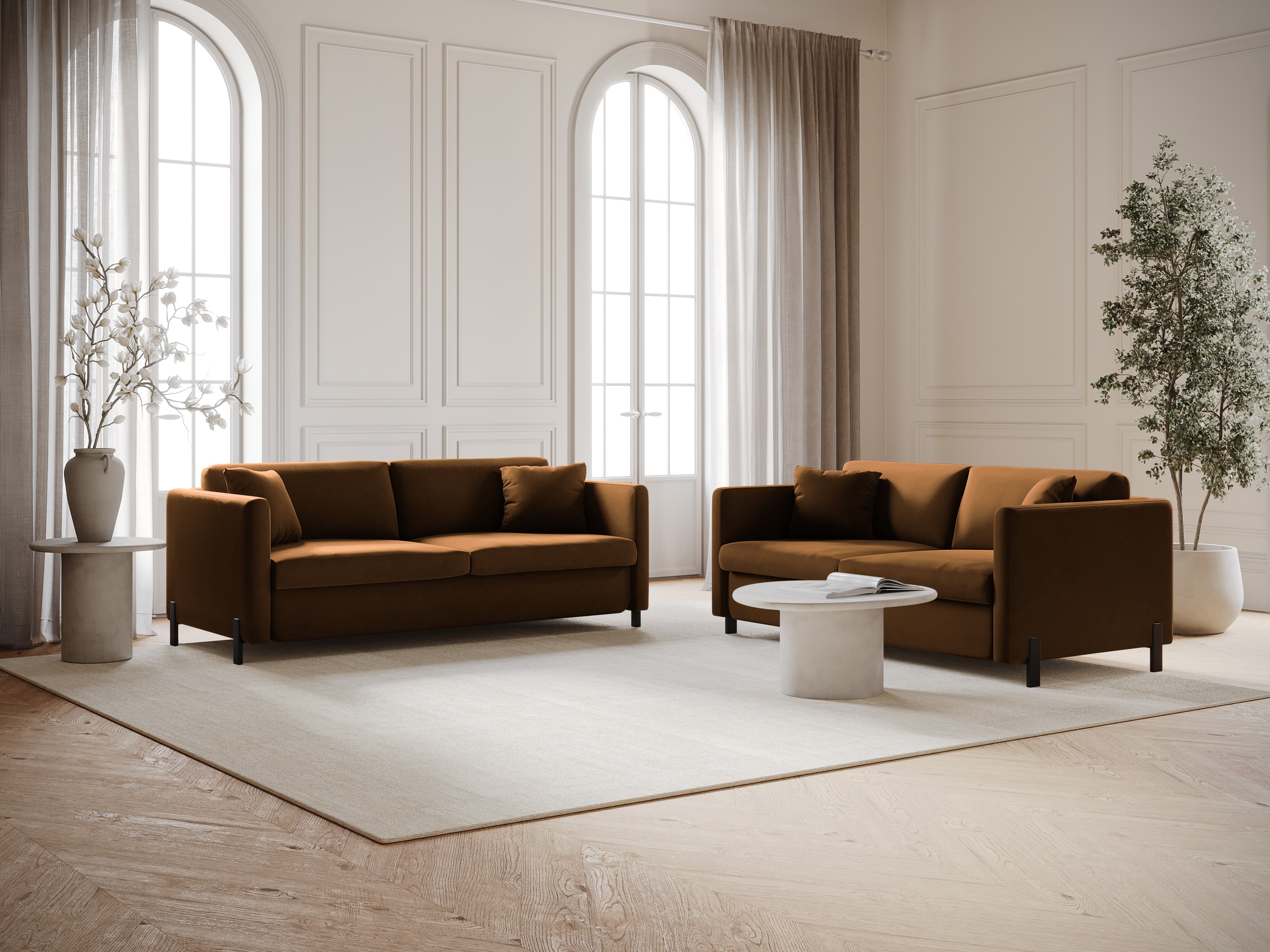 Velvet pouf with storage GLORIA brown