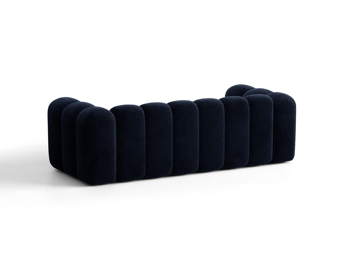 Sofa aksamitna 3-osobowa z funkcją spania LUPINE granatowy – ujęcie 5